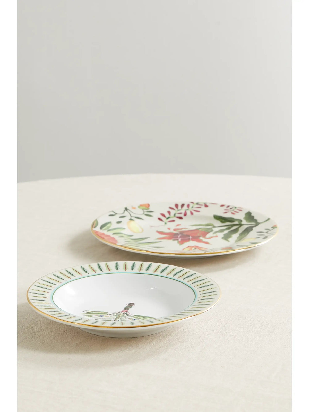 Libellula Gold-plated Porcelain Soup And Dinner Plate Set
