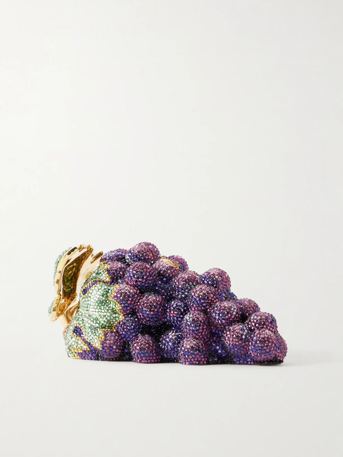 Grapes Crystal-embellished Gold-tone Clutch