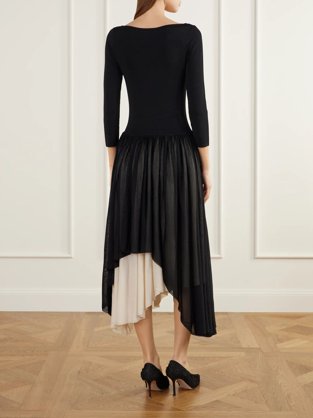 Maria McManus Asymmetric Gathered Jersey Midi Dress