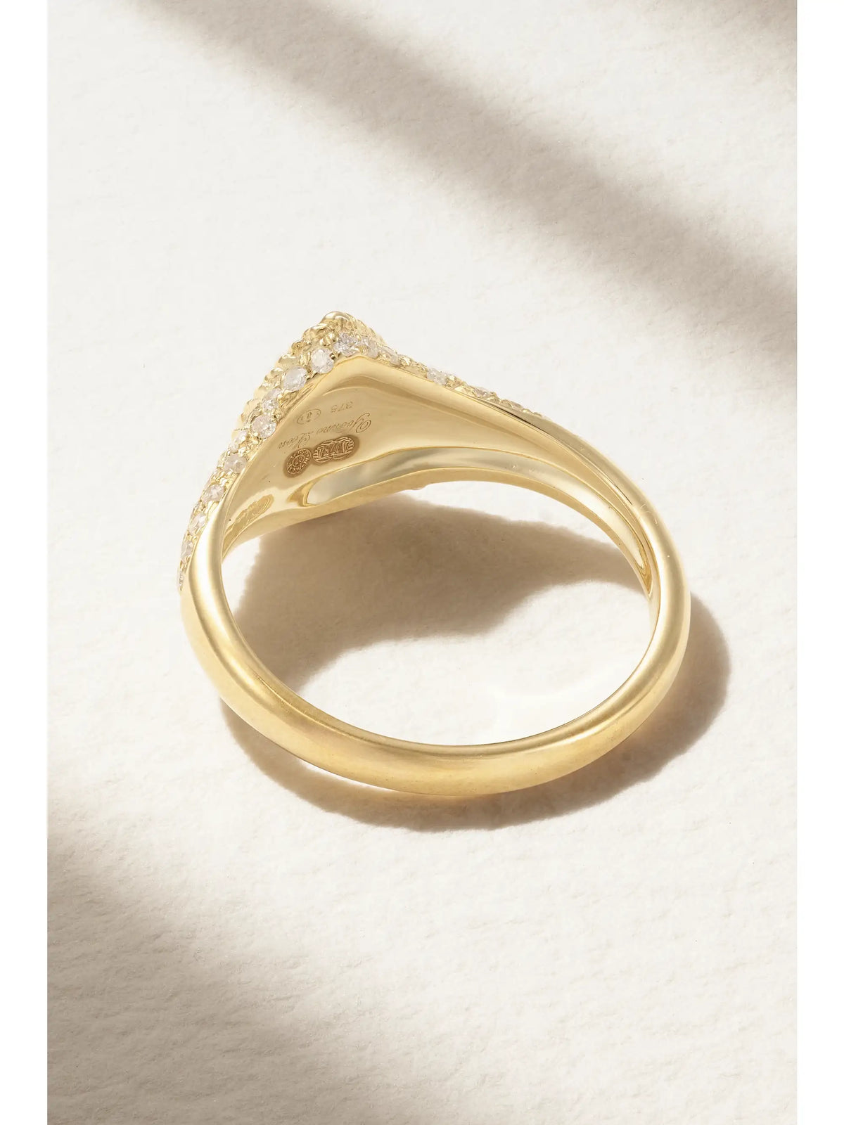 9-karat Gold Diamond Signet Ring