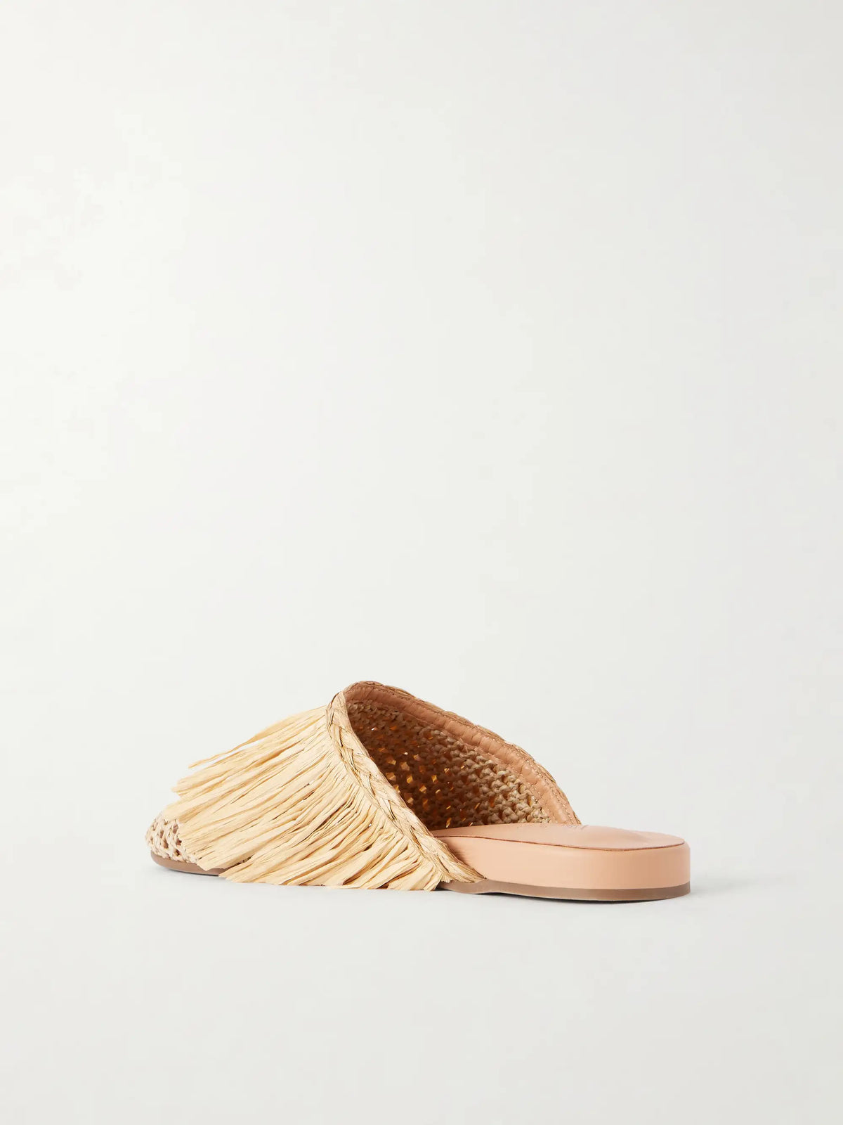 Fringe Raffia Slip-on Flats