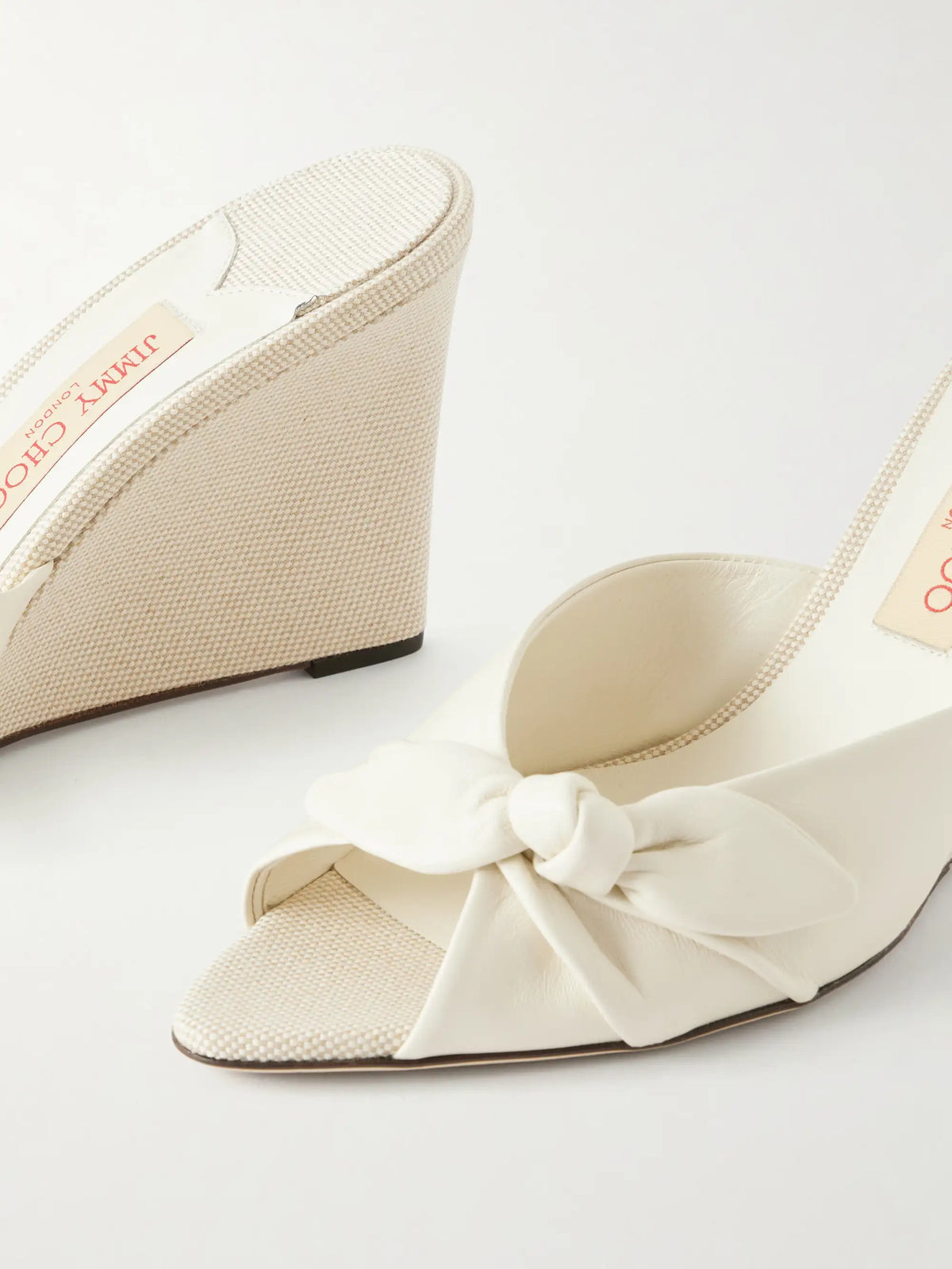 Livi 85 Bow-embellished Leather Wedge Sandals