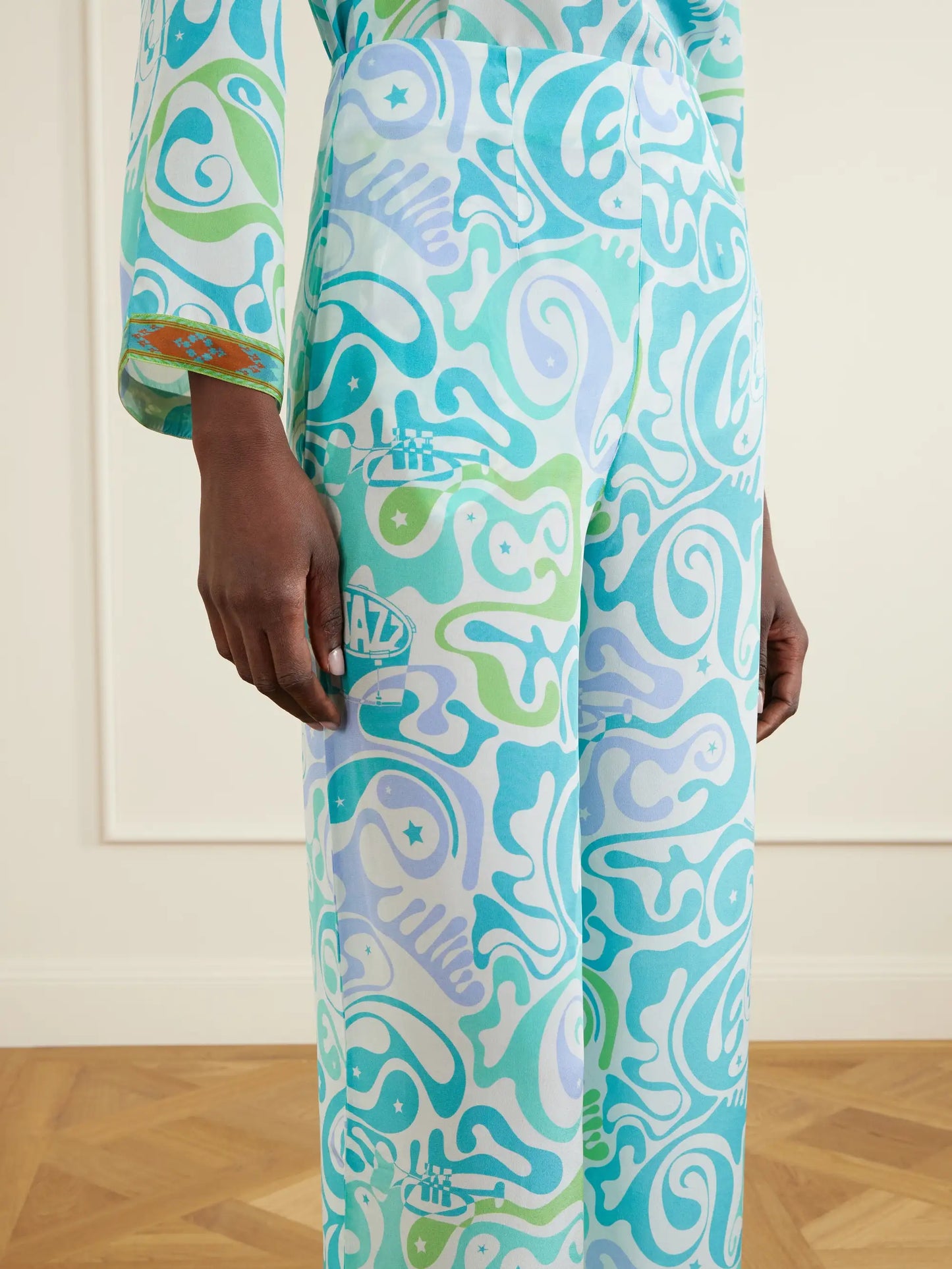 Stephan Printed Silk Wide-leg Pants