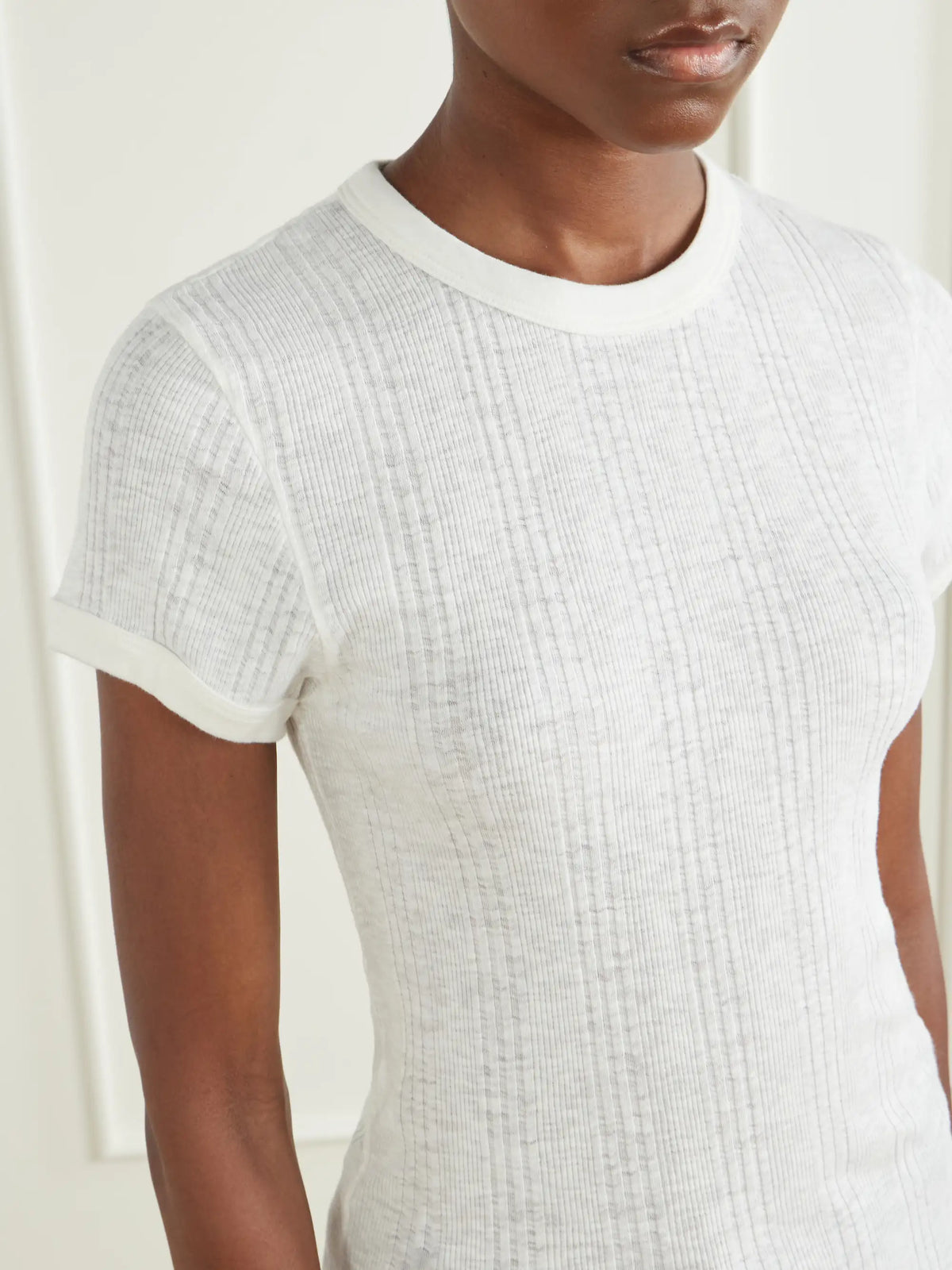 Mother The Itty Bitty Ringer Ribbed Cotton-jersey T-shirt
