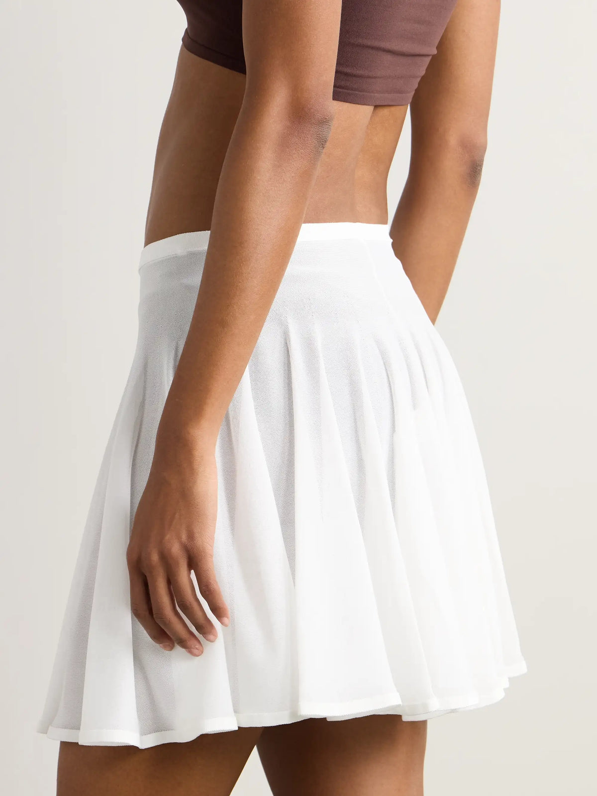 Pleated Jersey Mini Skirt