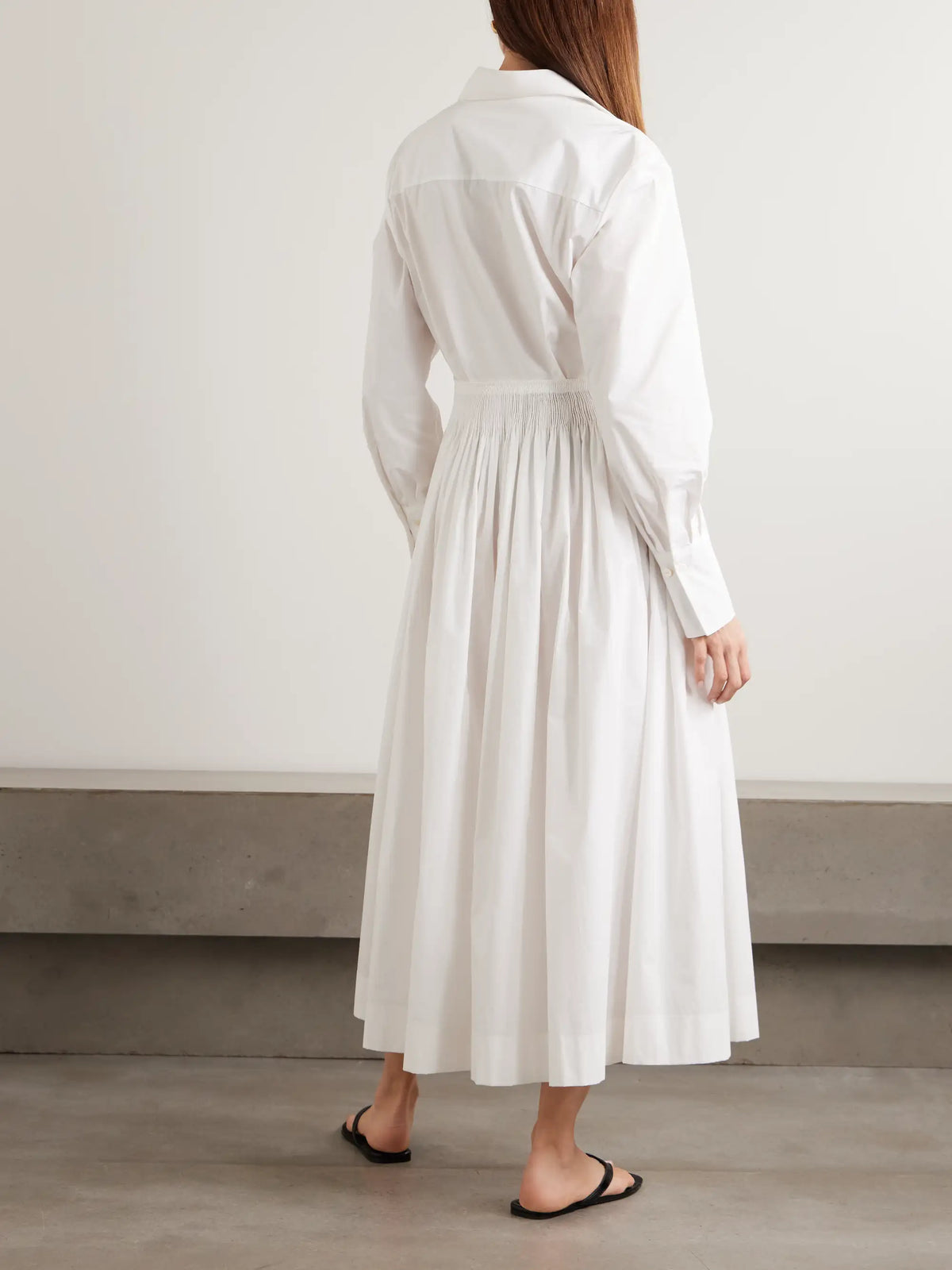 Kathe Gathered Cotton-poplin Midi Dress