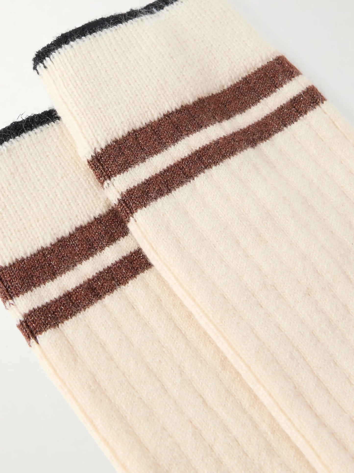 Striped Ribbed Cashmere Socks