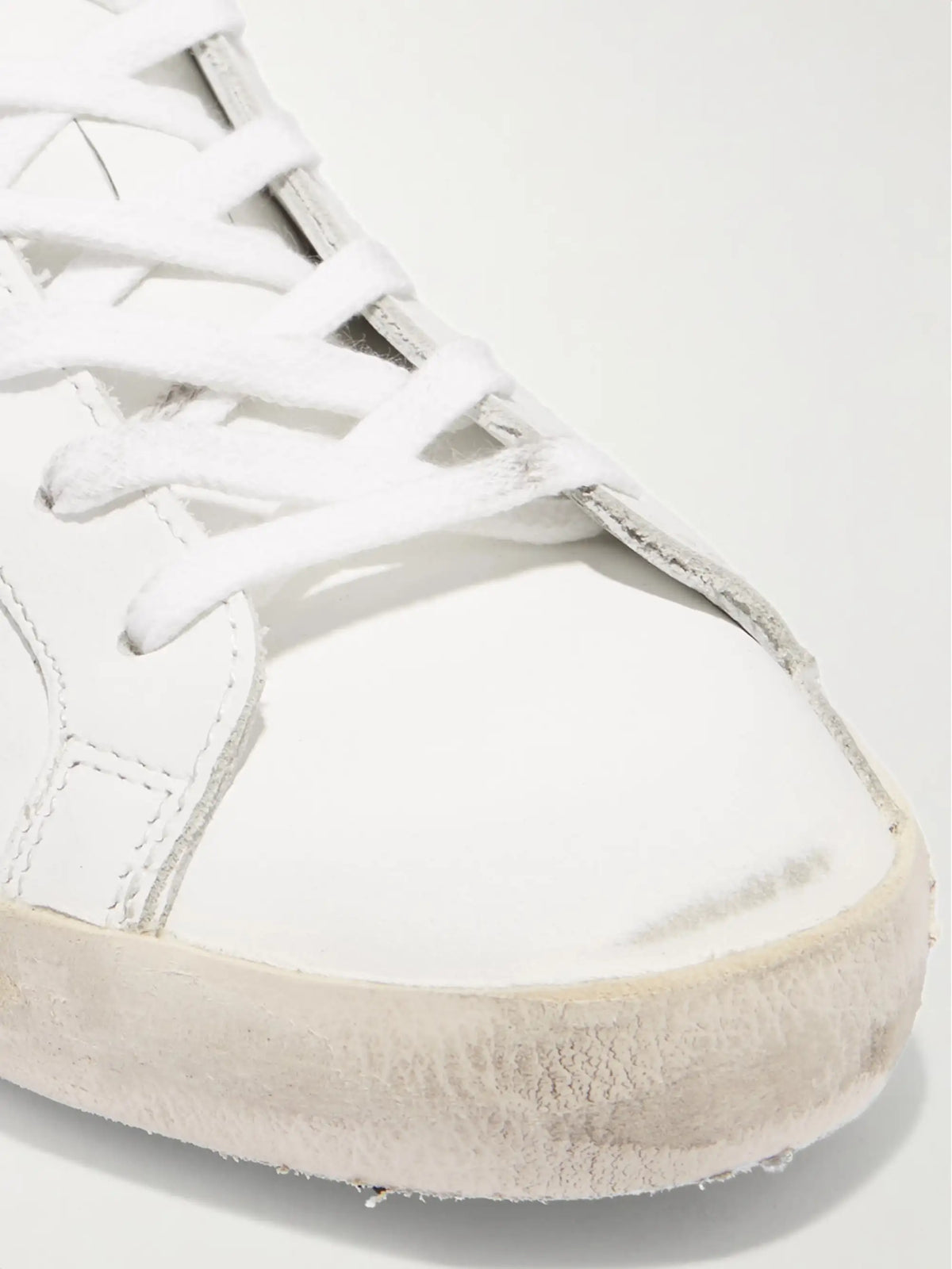 Superstar Distressed Glittered Leather Sneakers