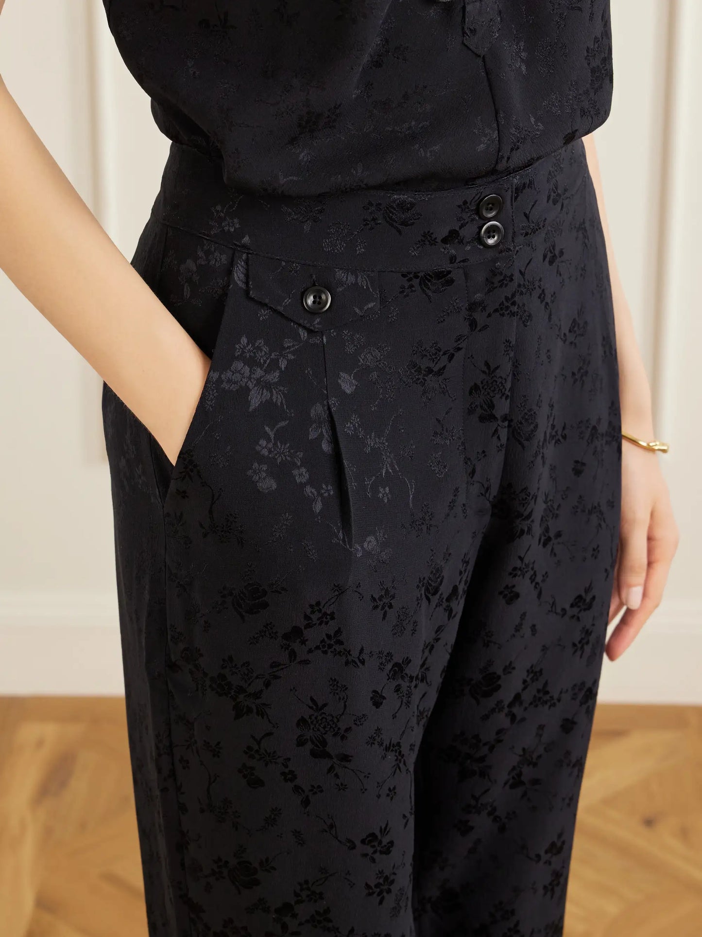 Gaucha Floral-jacquard Silk Tapered Pants