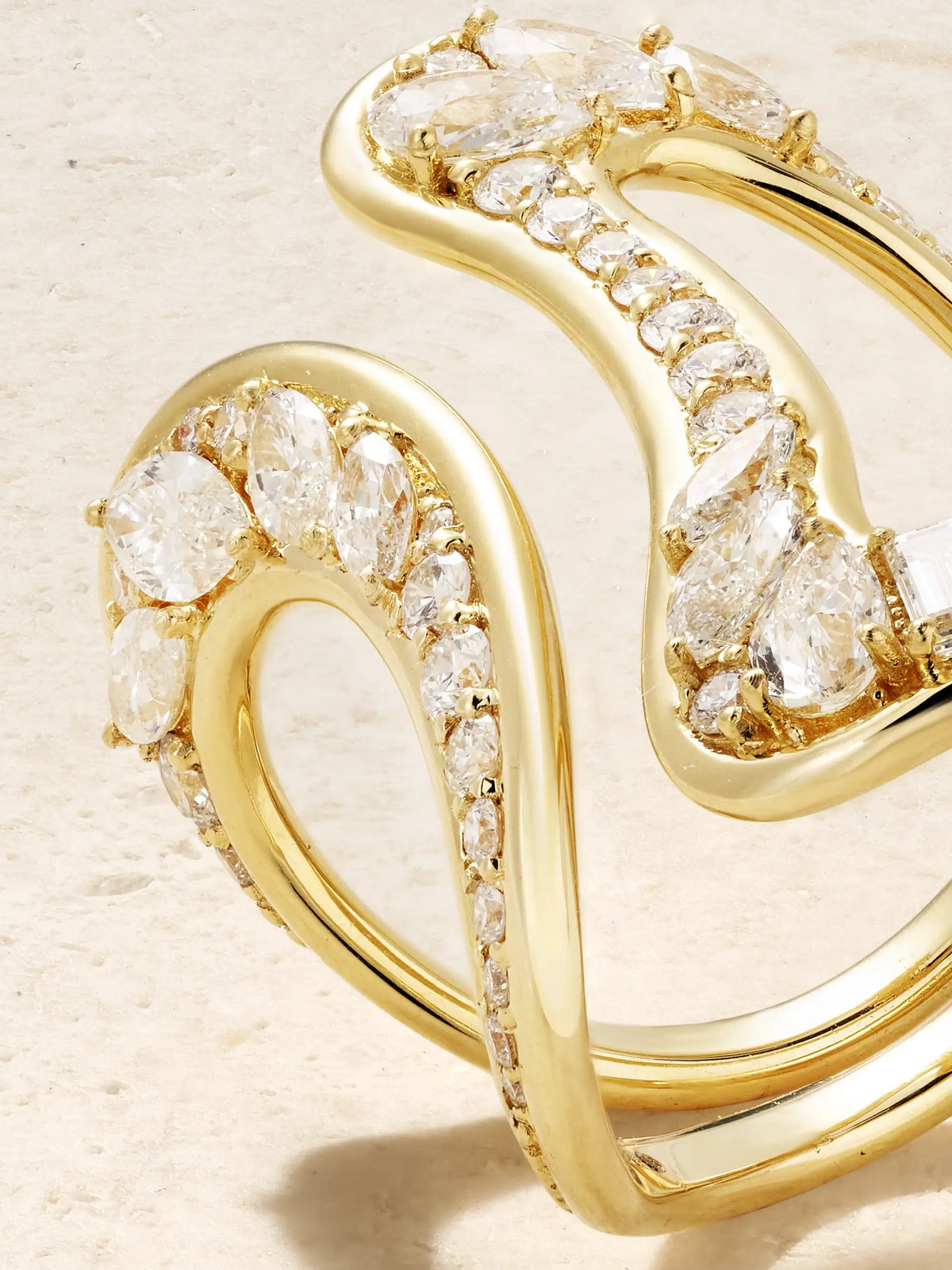Stream Open 18-karat Gold Diamond Ring