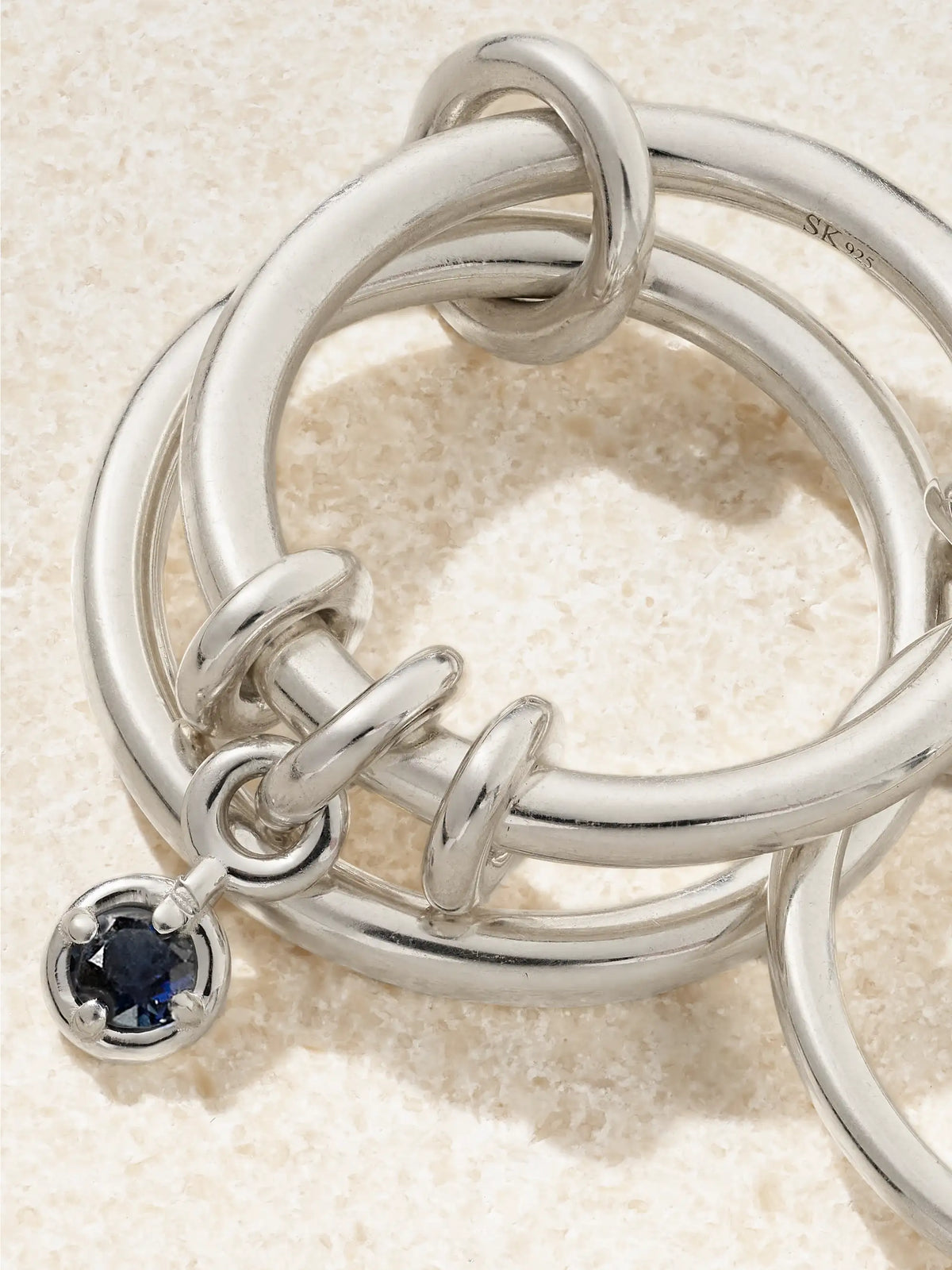 Piera Set Of Three Sterling Silver Sapphire Rings