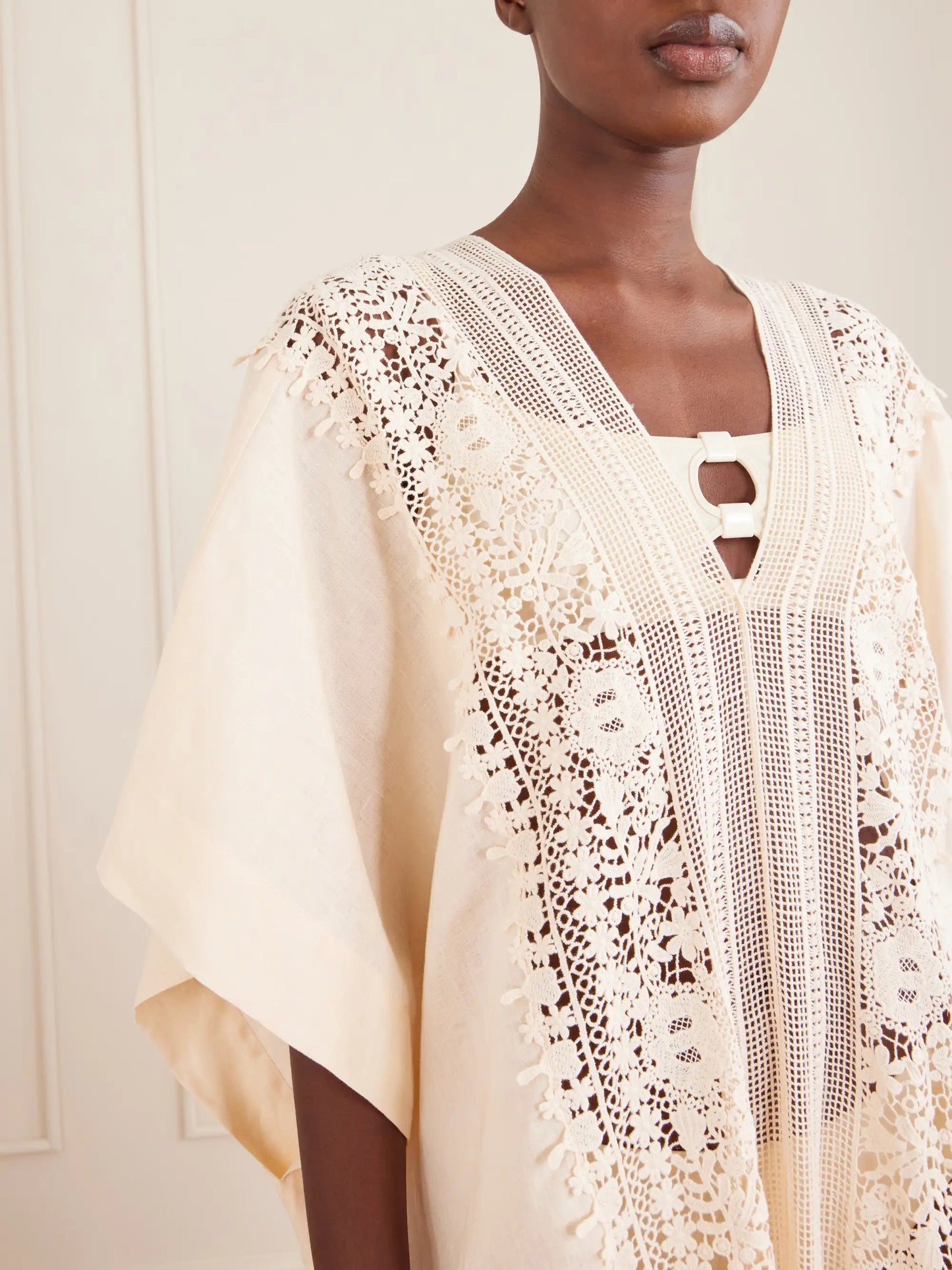 Brea Floral-embroidered Linen Coverup