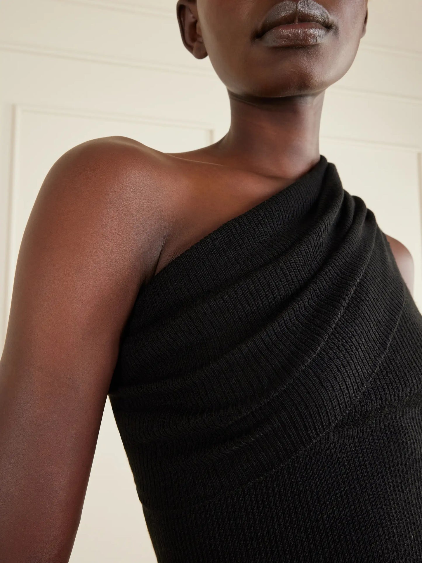 Athena One-shoulder Ribbed-knit Wool Top
