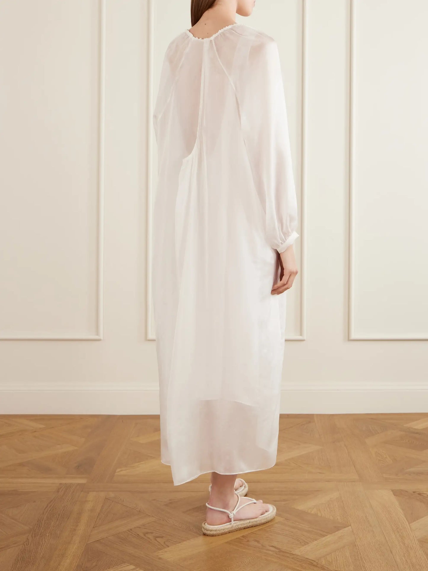 Robe La Perle Gathered Silk-organza Maxi Dress