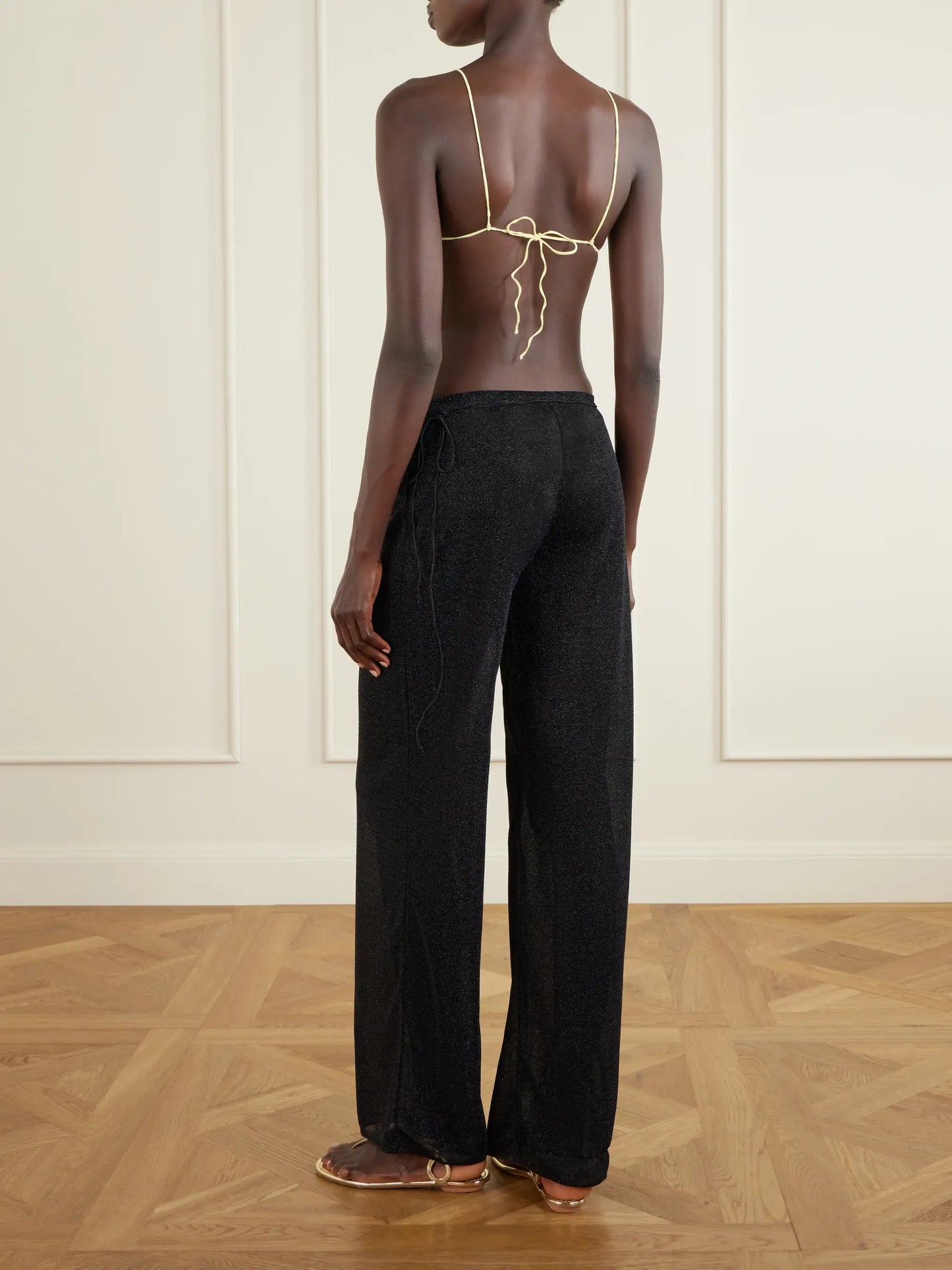 Lumiere Embellished Lurex Wide-leg Pareo Pants