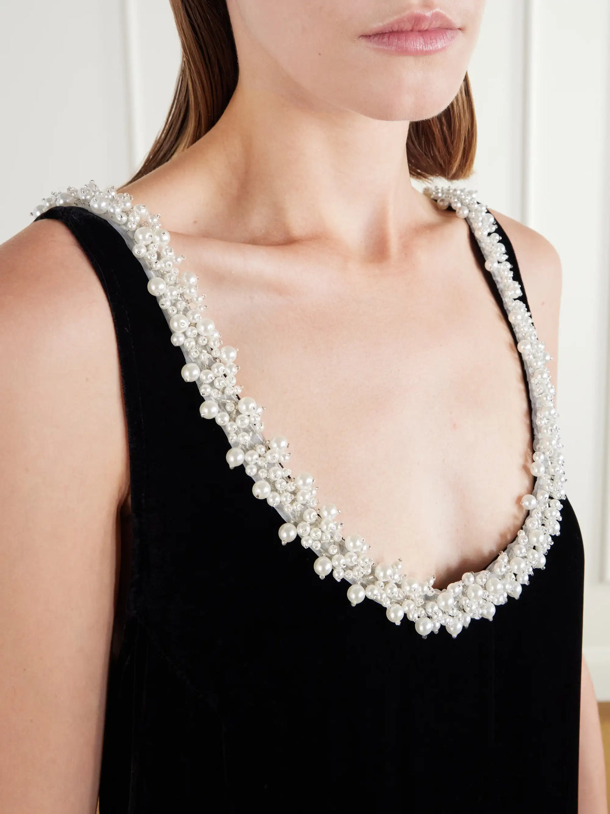 Maria McManus Bead-embellished Velvet Midi Dress