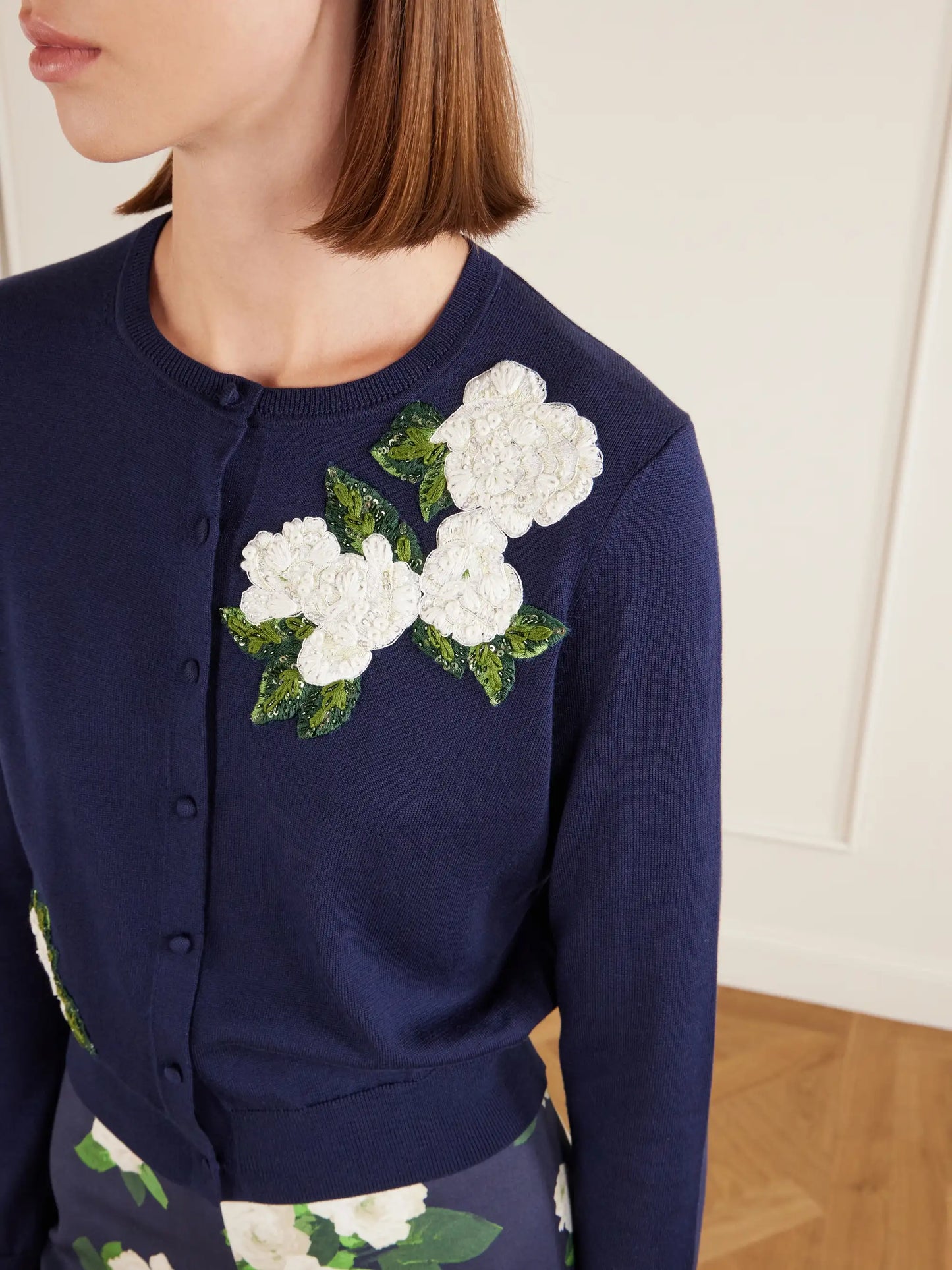 Floral-embellished Silk And Cotton-blend Cardigan