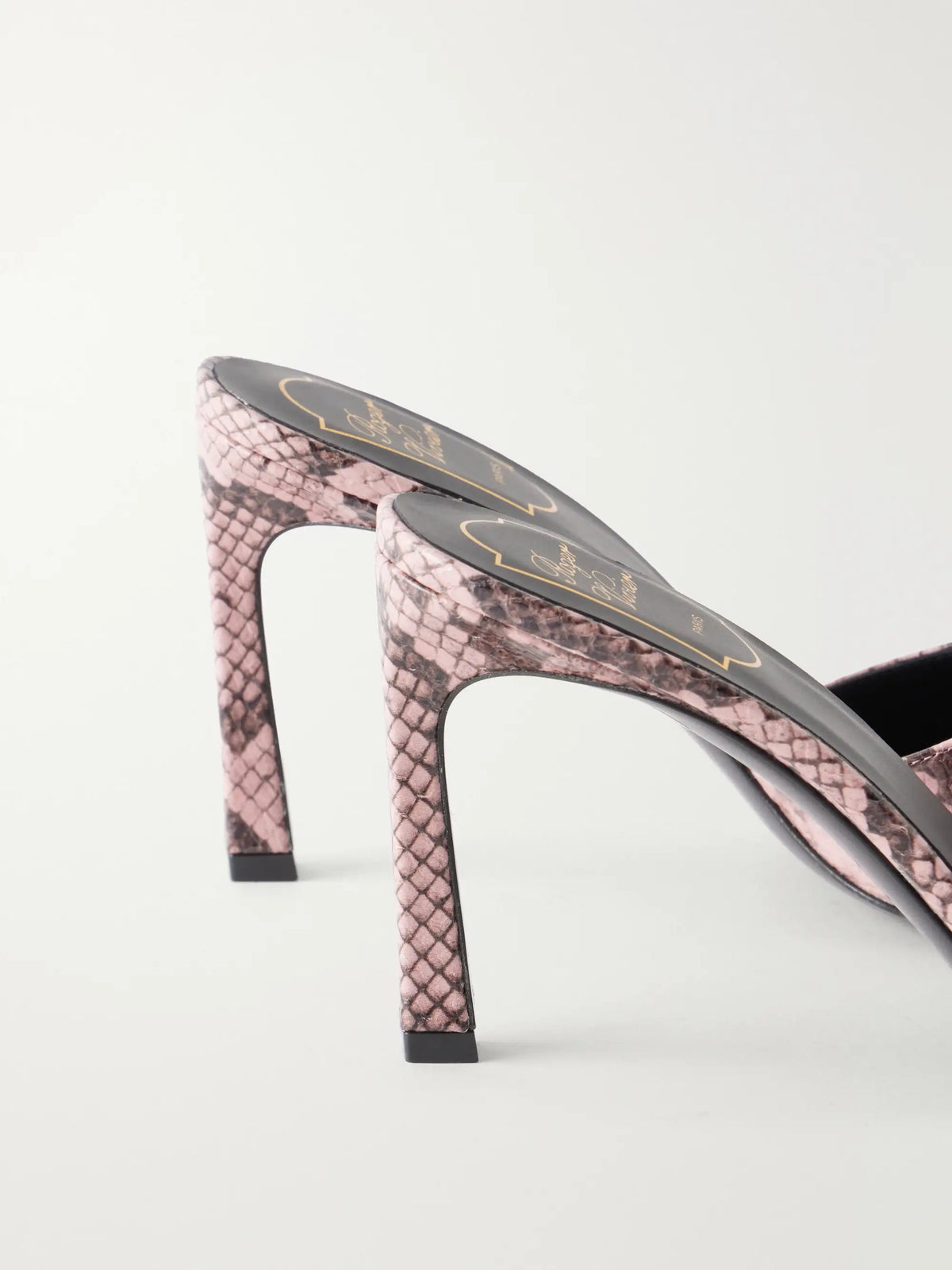 Trompette 85 Embellished Snake-effect Leather Mules