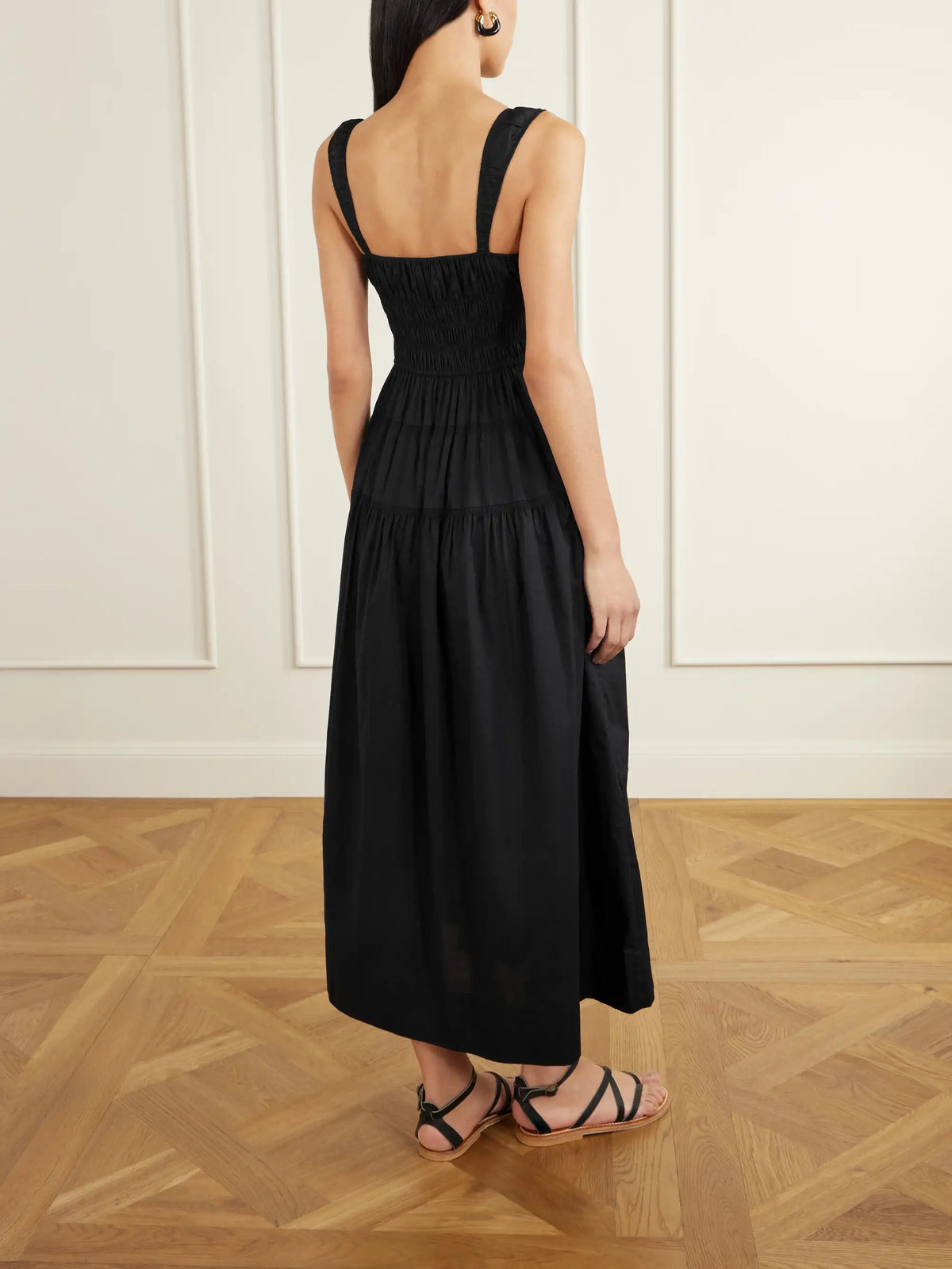 Clover Smocked Organic Cotton-poplin Midi Dress