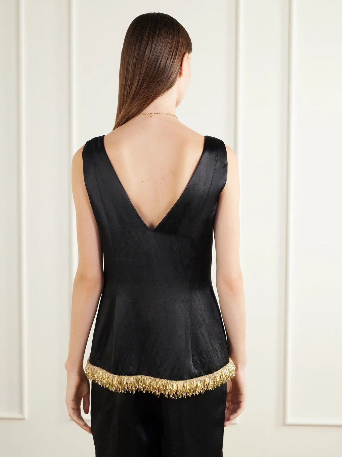Abadia Kaia Bead-embellished Satin Blouse