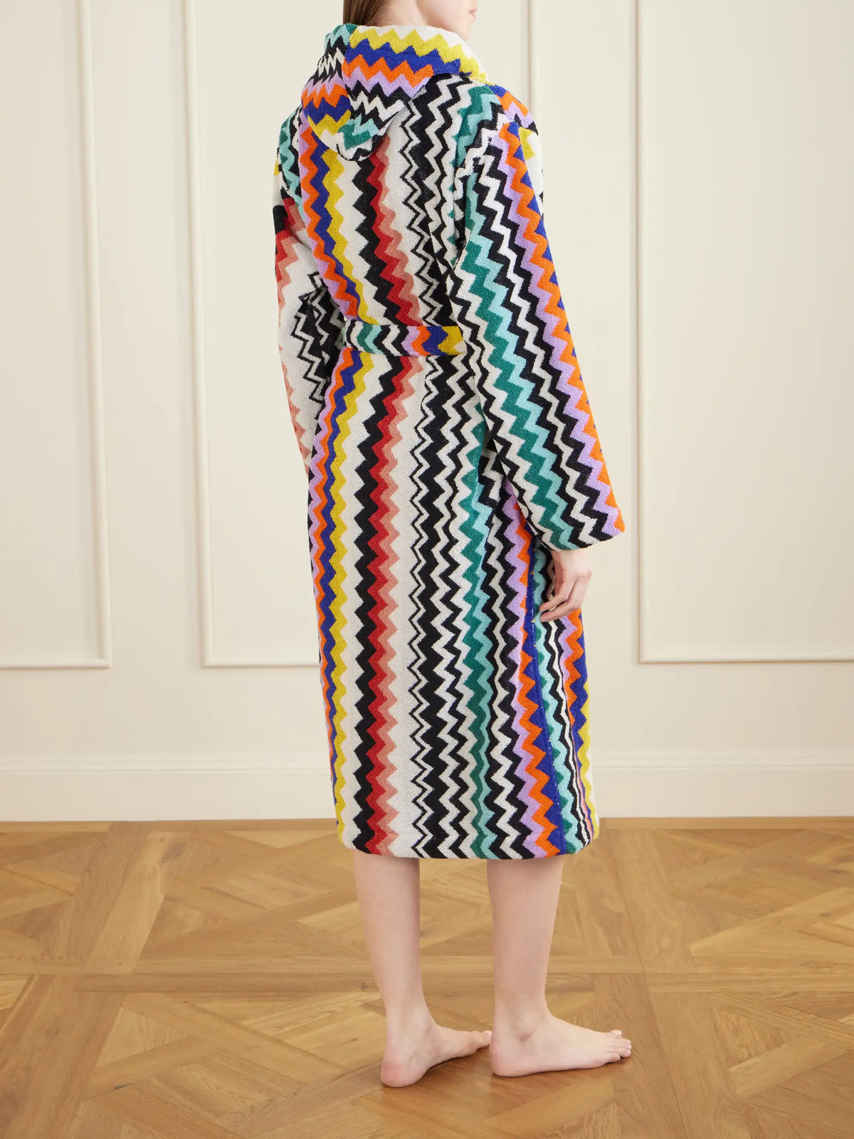 Hooded Striped Cotton-terry Robe