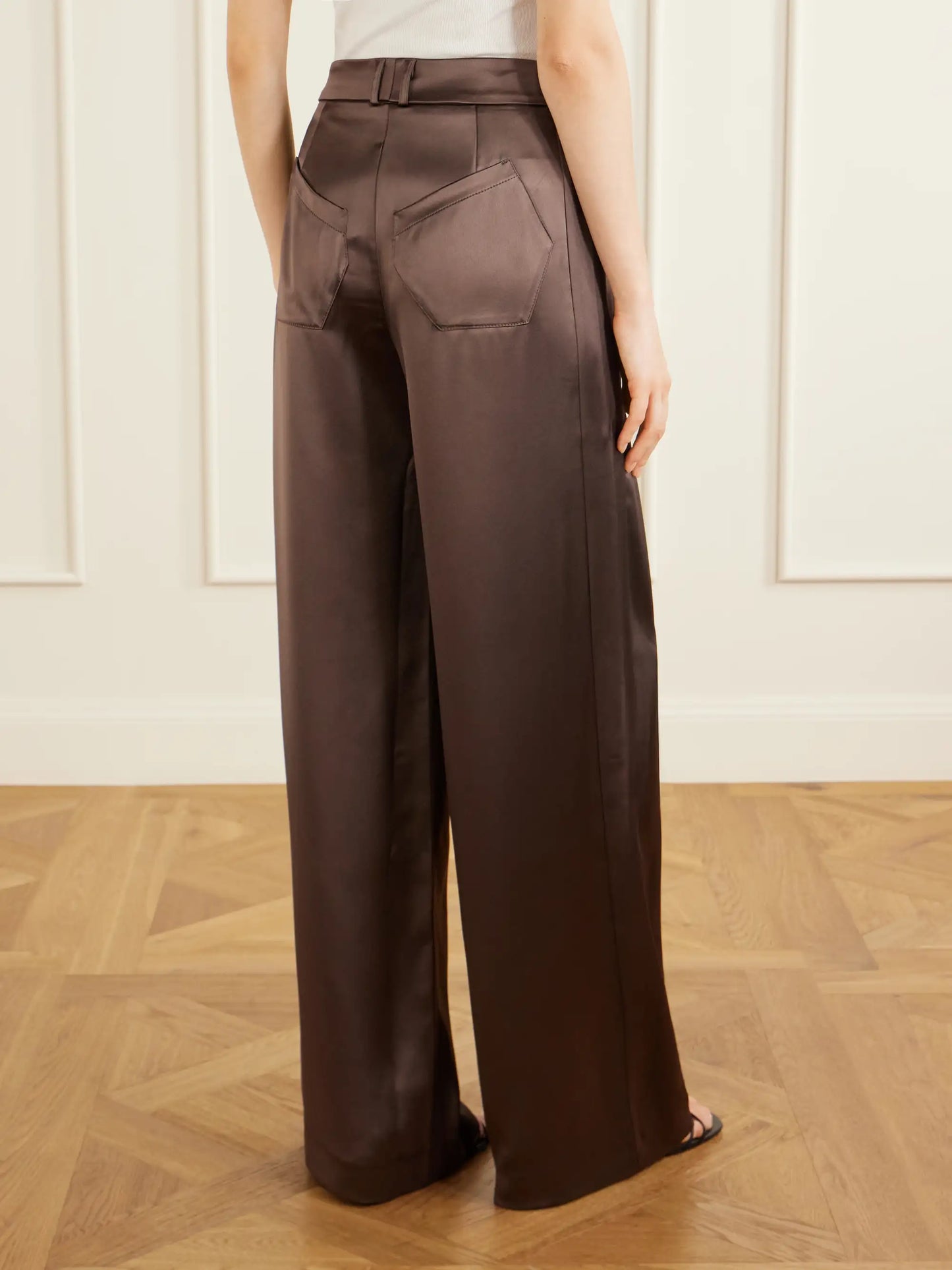 Keckler Pleated Satin High-rise Straight-leg Pants