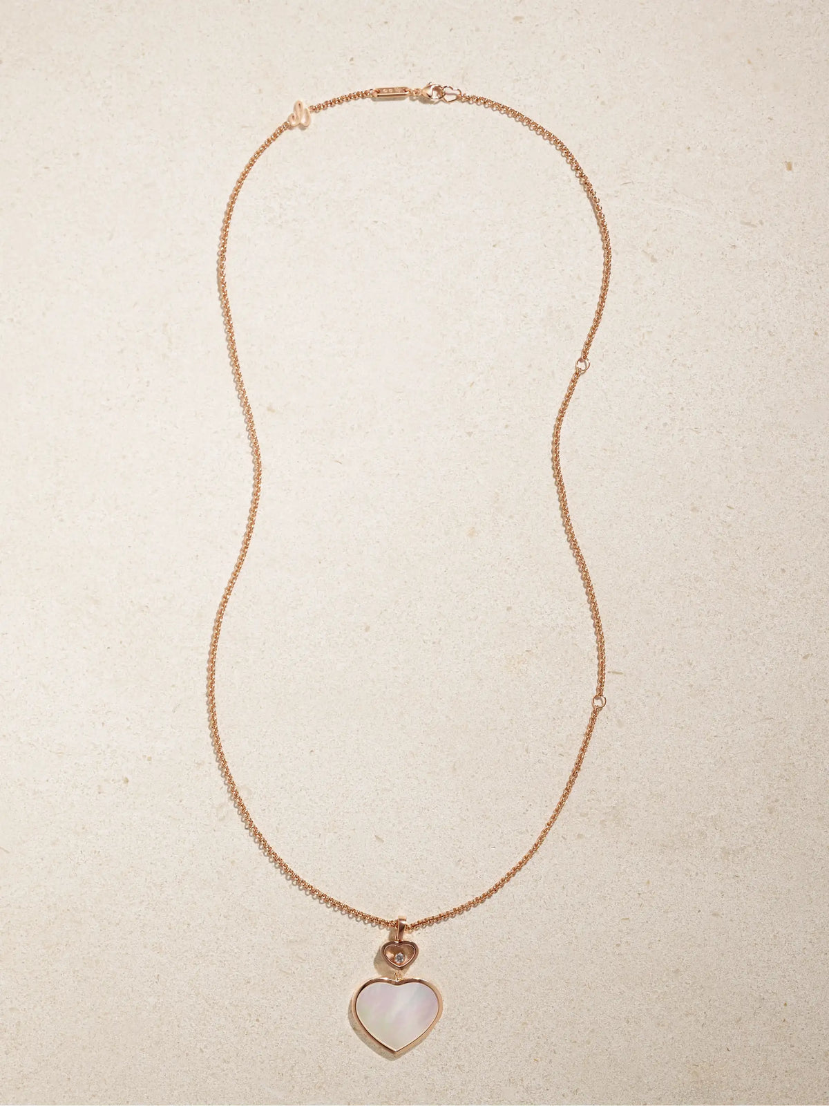 Happy Hearts 18-karat Rose Gold, Mother-of-pearl And Diamond Necklace