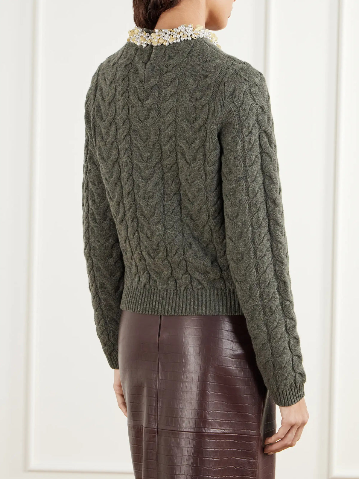 Ulla Johnson Marlie Embellished Cable-knit Wool And Cashmere-blend Sweater