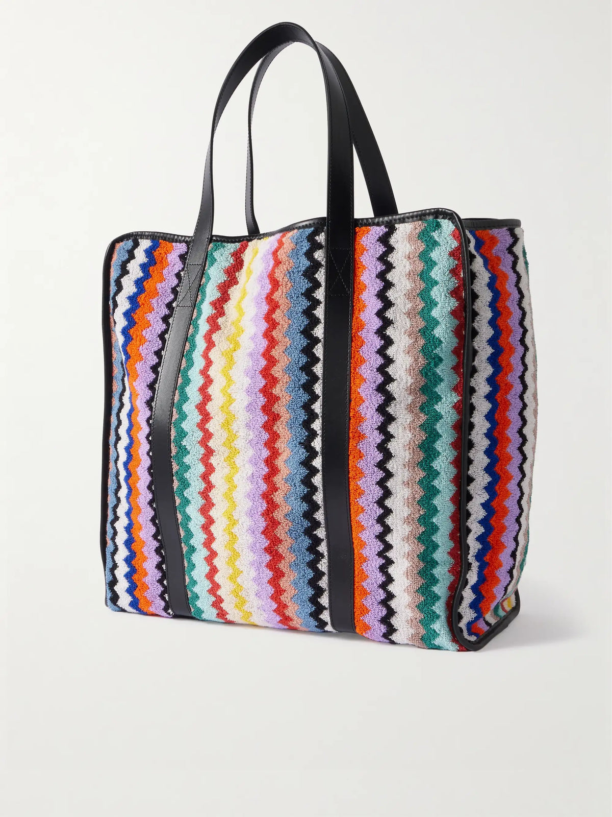 Riverbero Leather-trimmed Striped Cotton-terry Tote