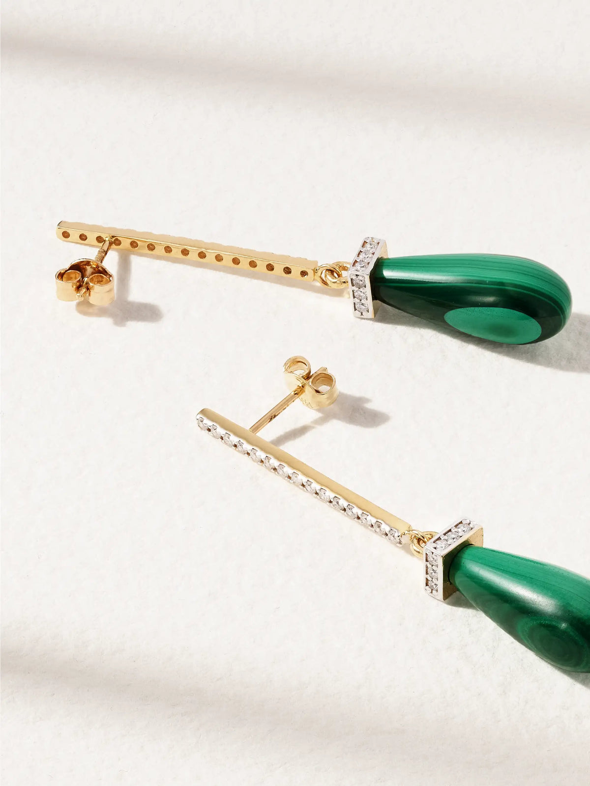 Mateo 14-karat Gold, Malachite And Diamond Earrings