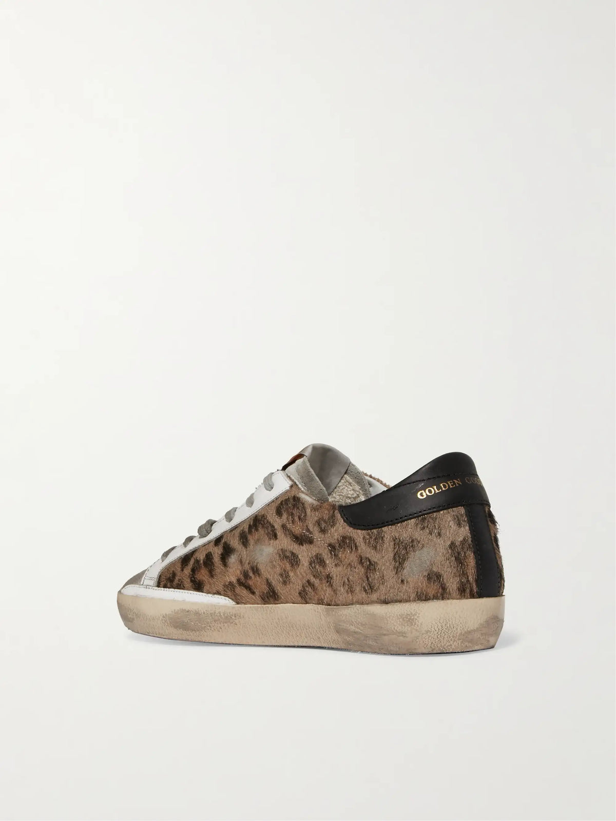 Superstar Distressed Leopard-print Calf Hair, Leather And Suede Sneakers