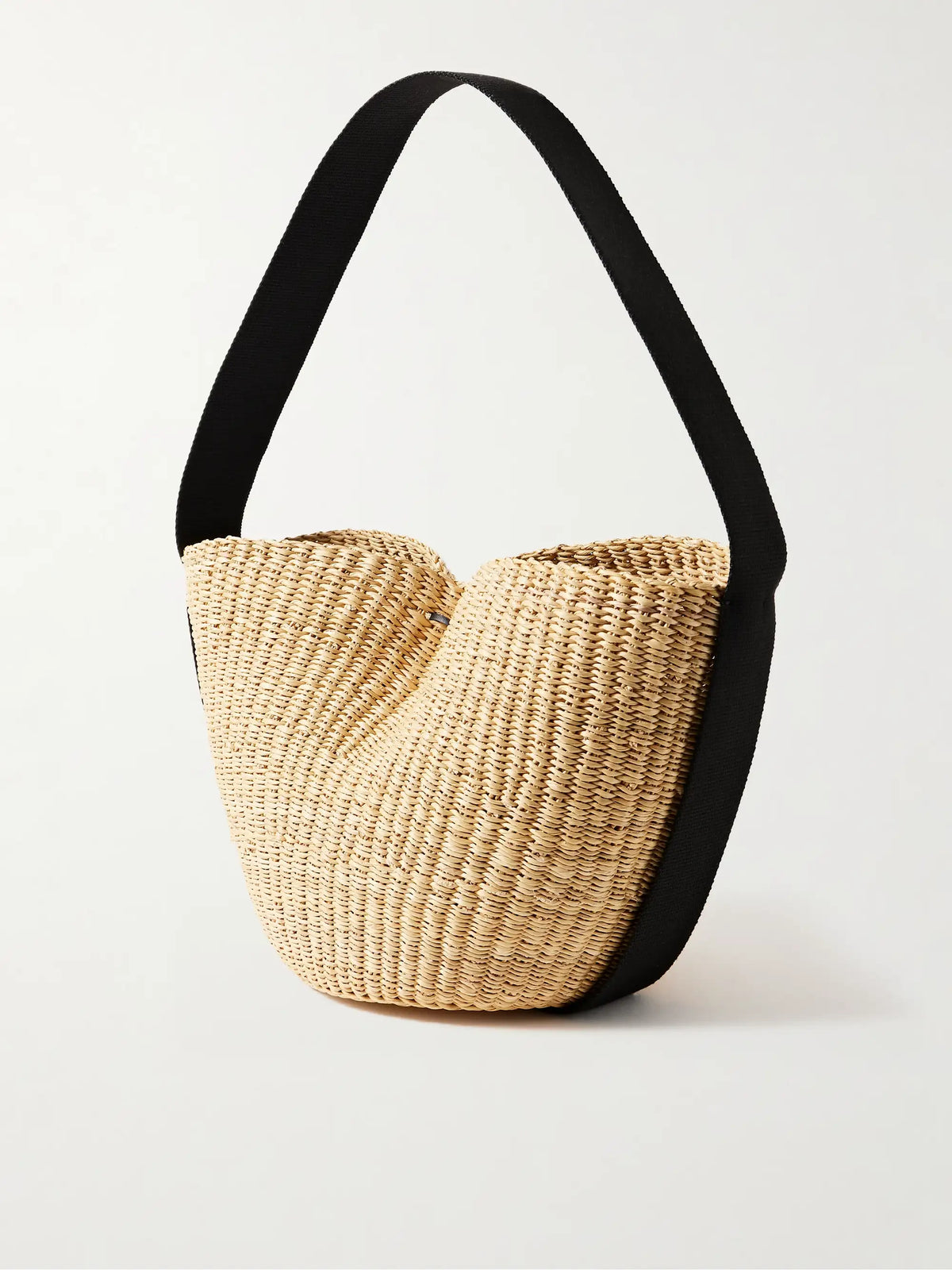 Orbi Cotton Canvas-trimmed Woven Straw Shoulder Bag