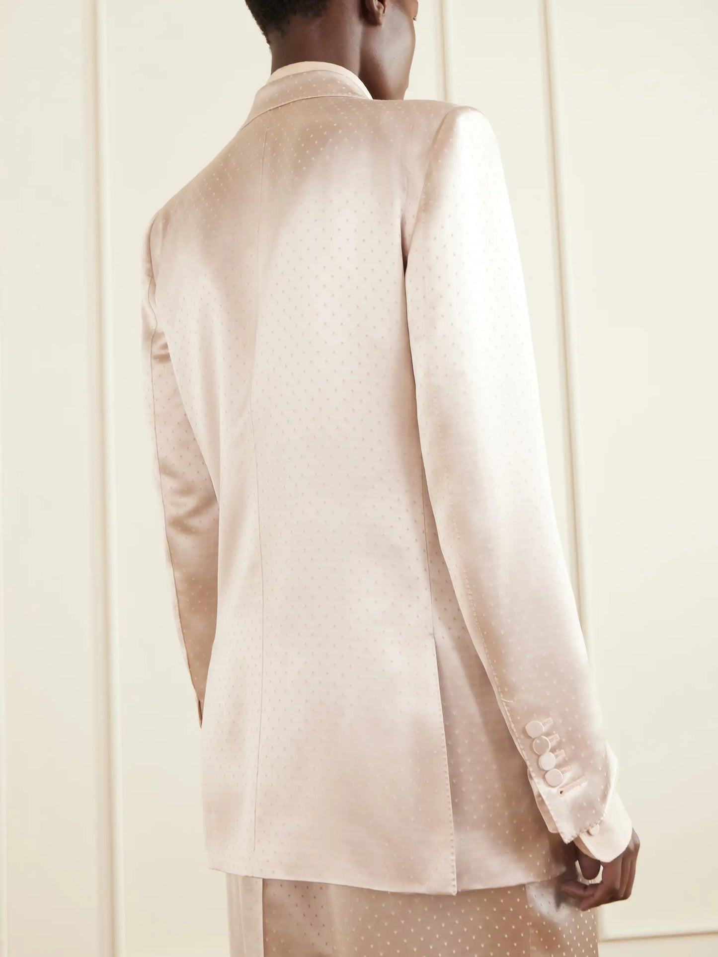 Double-breasted Polka- Dot Satin Blazer