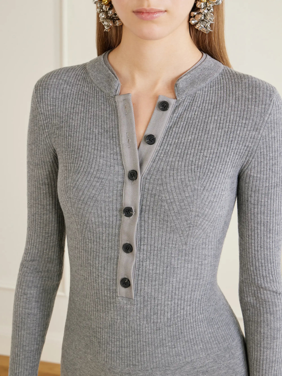 Self-Portrait Ribbed Wool-blend Bodysuit