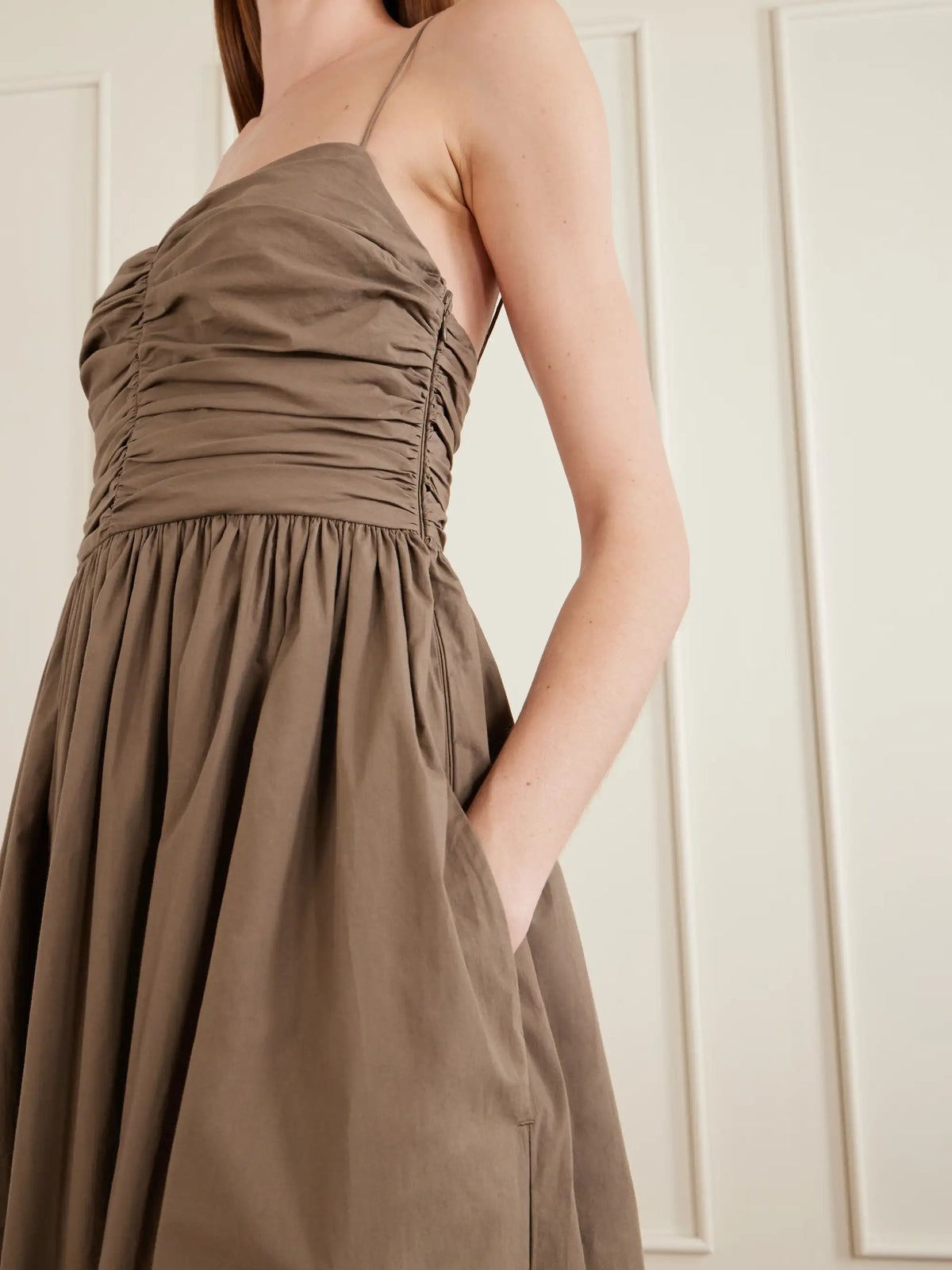 Matteau Gathered Organic Cotton-poplin Midi Dress