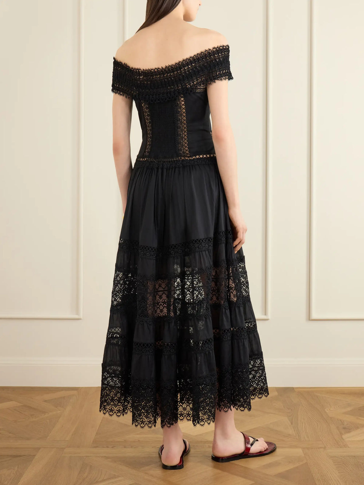Amaira Embroidered Lace-trimmed Cotton-blend Maxi Dress