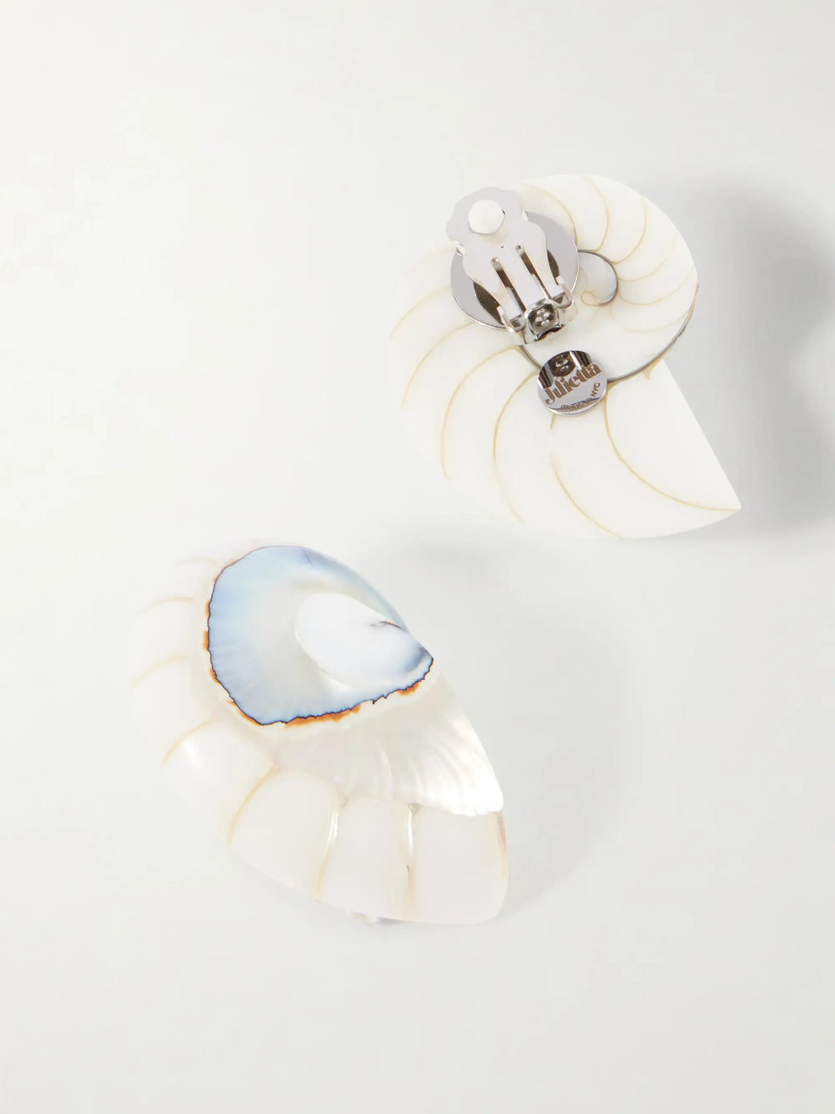Nautilus Rhodium-plated, Shell And Resin Earrings