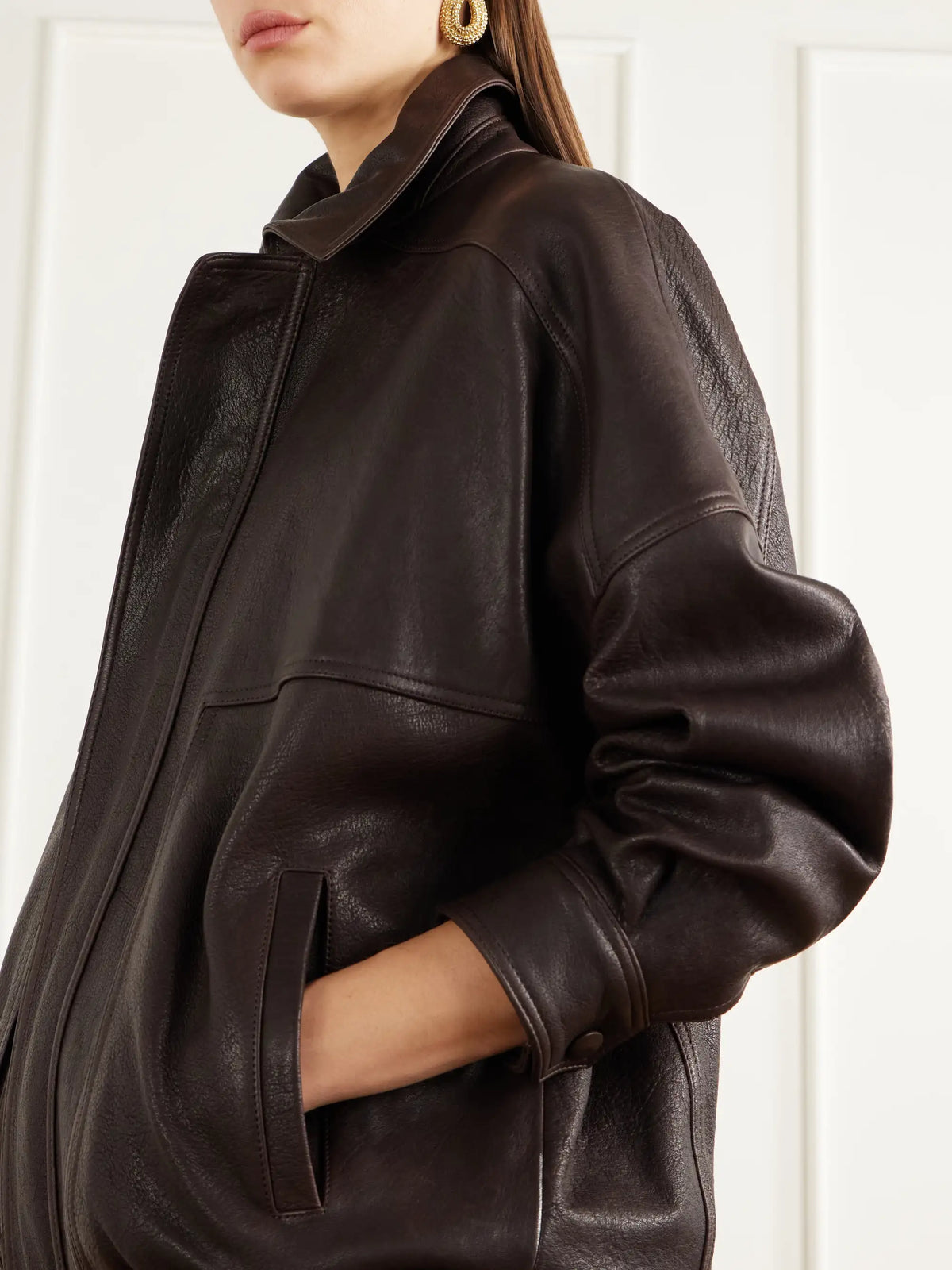 Nour Hammour Dalma Full-grain Leather Jacket