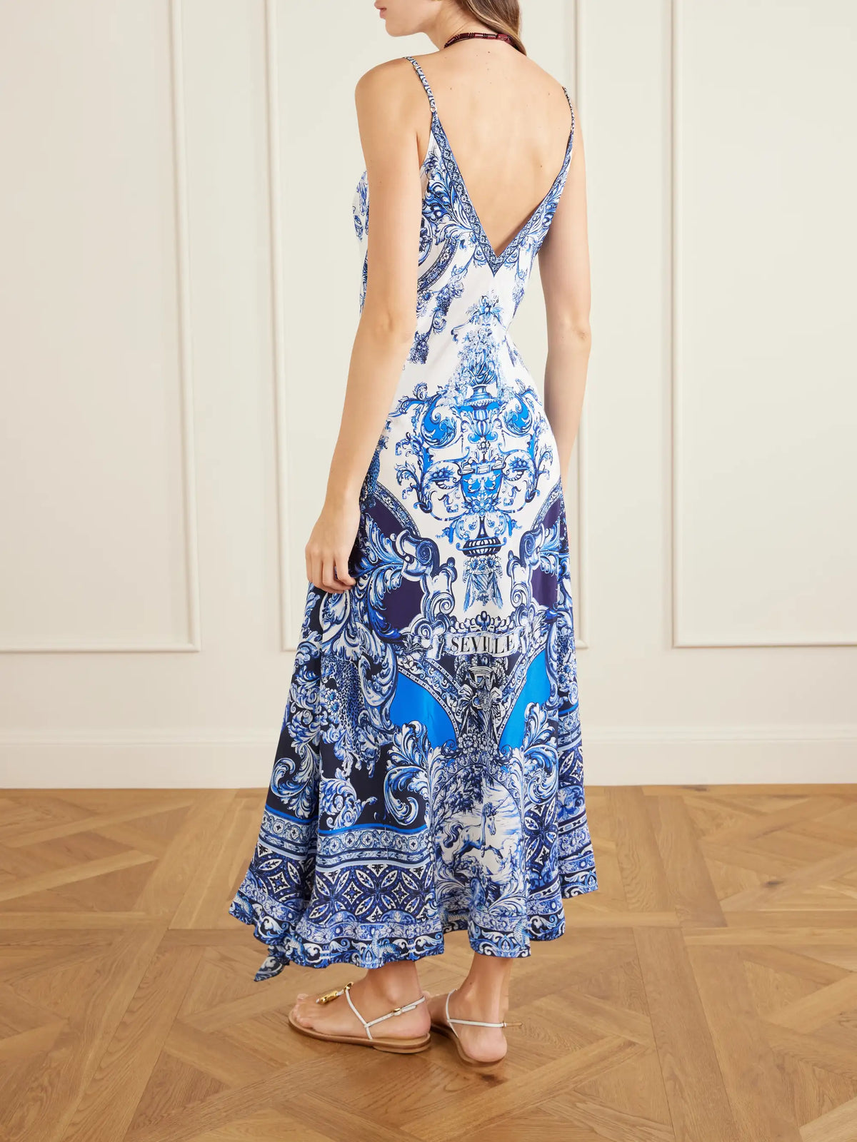 Crystal-embellished Printed Silk Midi Dress