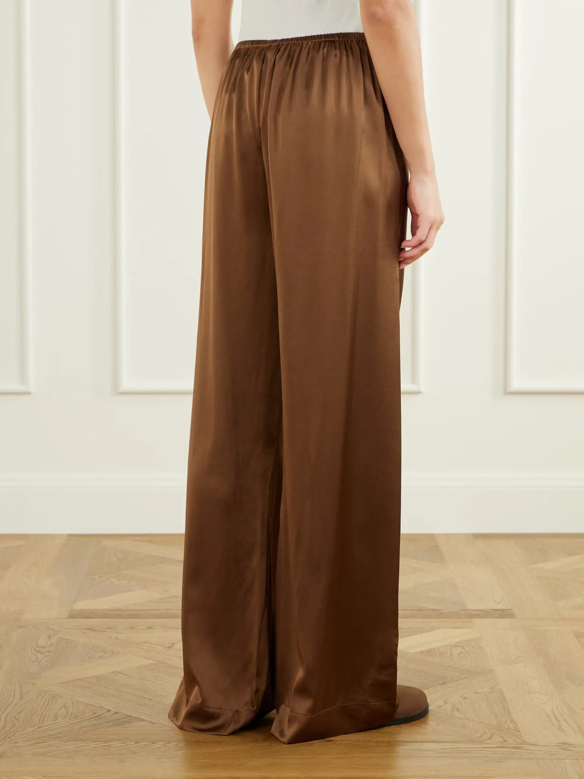 STAUD Stroll Silk-blend Wide-leg Pants