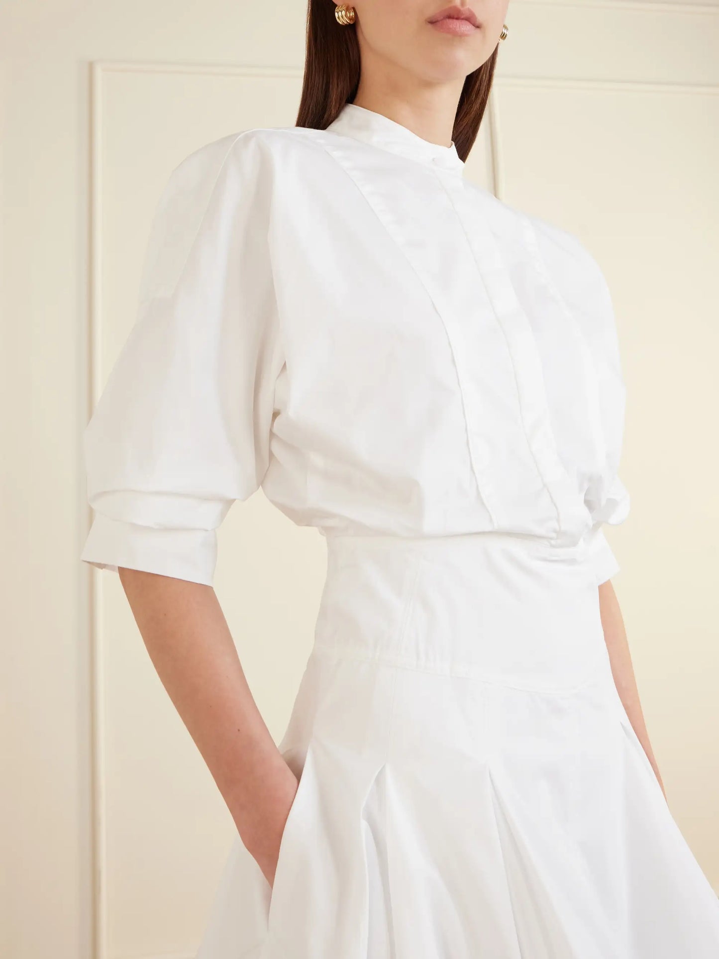 Effie Bubble Pleated Cotton-blend Poplin Mini Dress