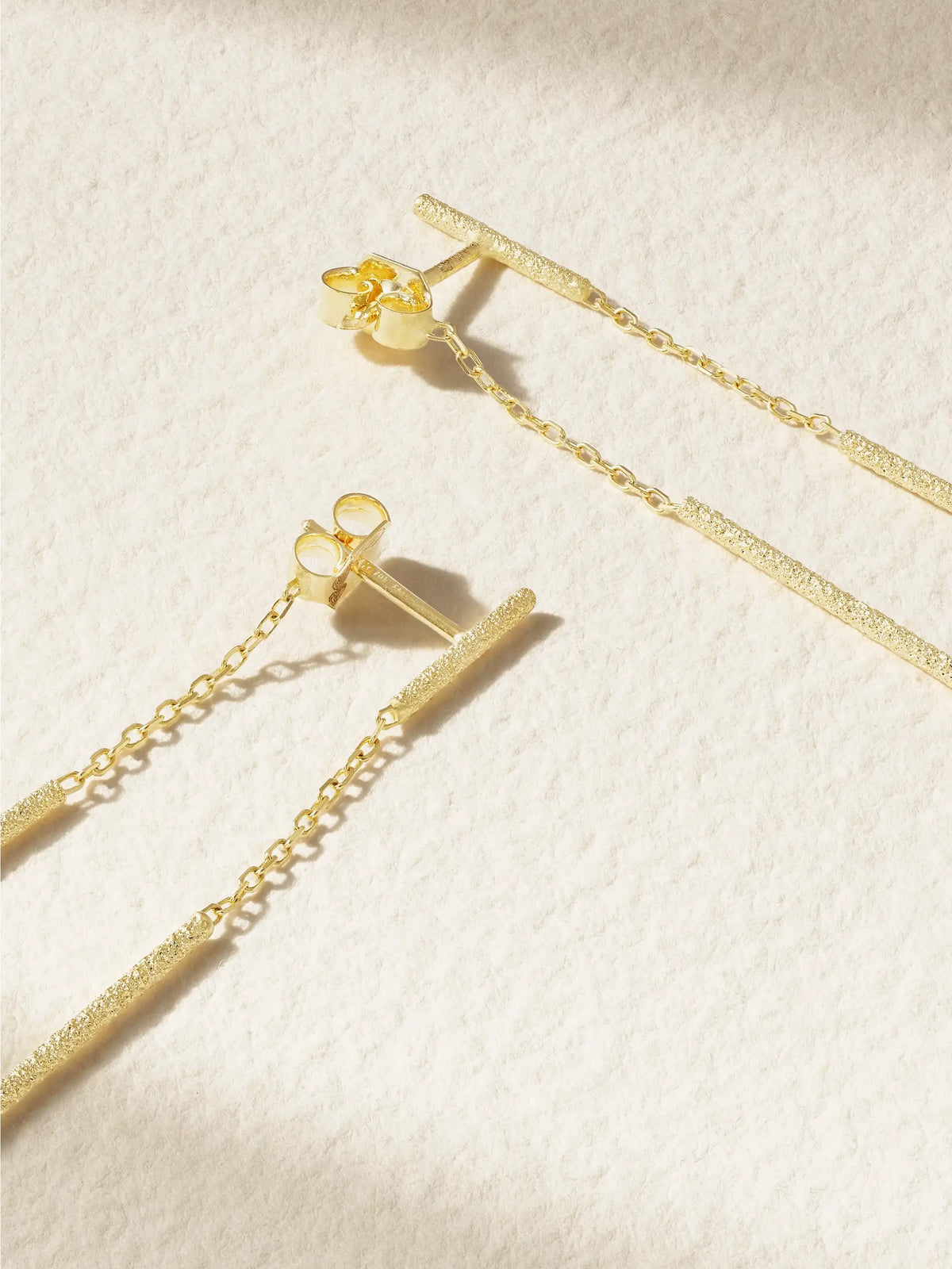 Florentine Finish Double Magic Wand 18-karat Gold Earrings