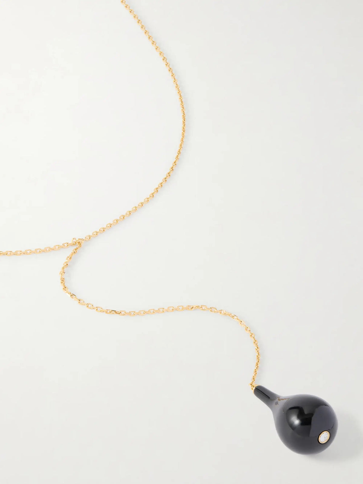 Gold-plated, Onyx And Swarovski Crystal Necklace