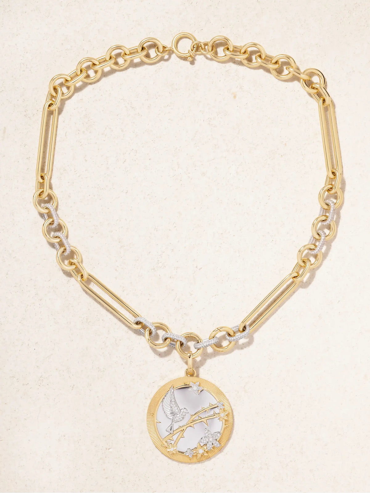Resilience Mixed 18-karat Yellow And White Gold Diamond Necklace