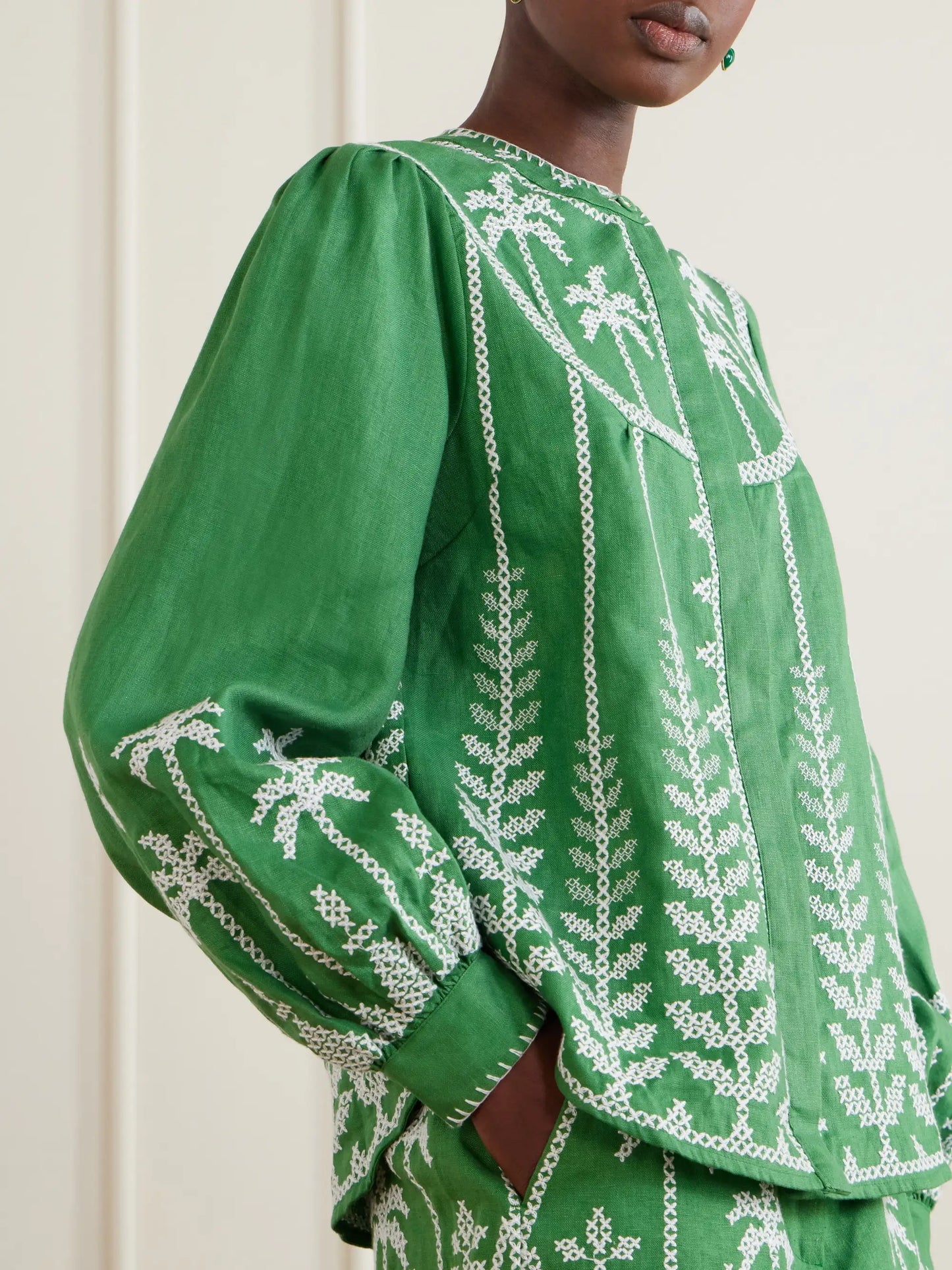 Embroidered Linen Blouse