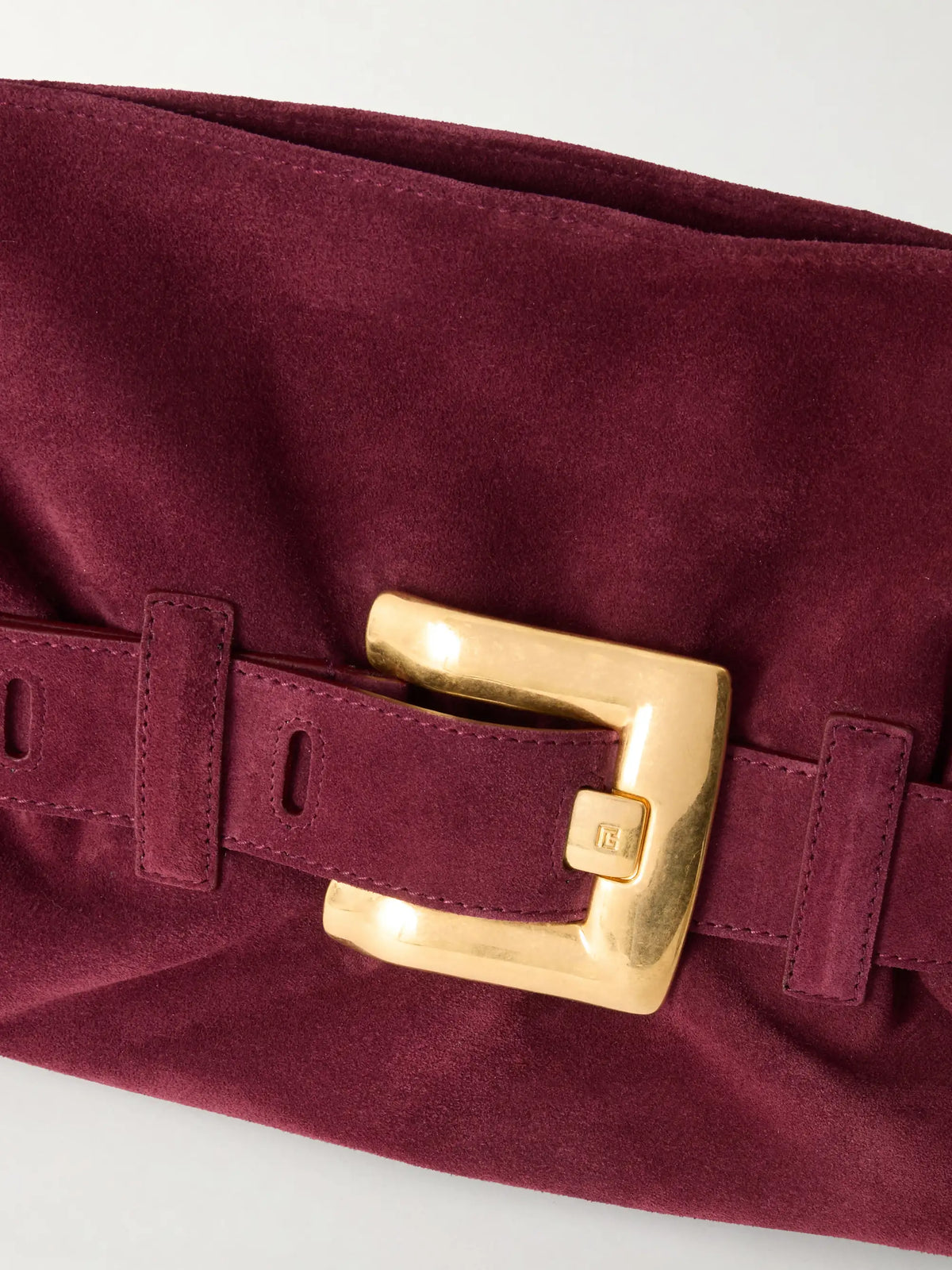 Anthem Buckled Suede Shoulder Bag