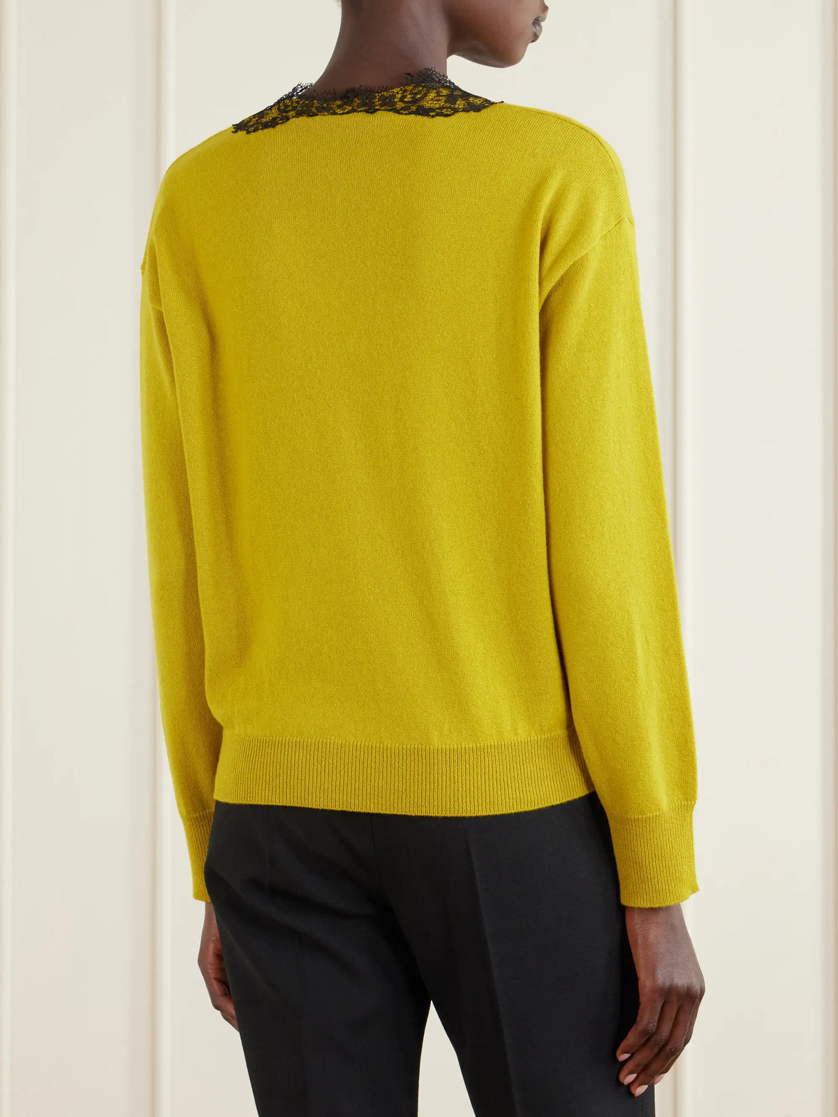 Lace-trimmed Cashmere Sweater