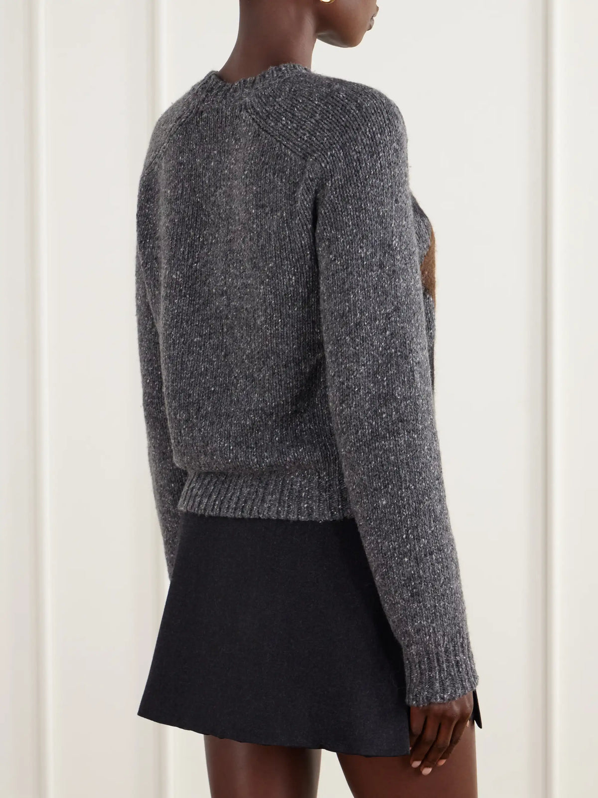 KALLMEYER Nina Cut-out Checked Wool-blend Sweater