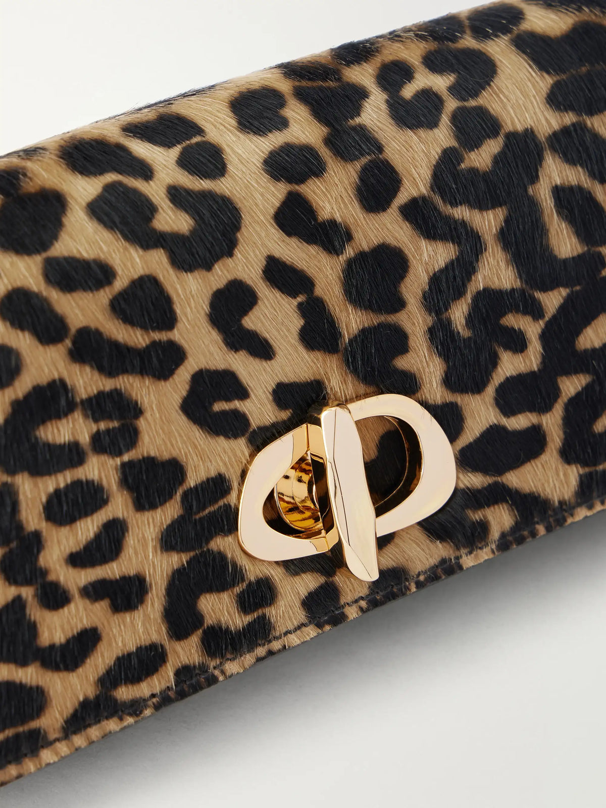 AMANU The Tanzania Leopard-print Leather-trimmed Calf-hair Clutch