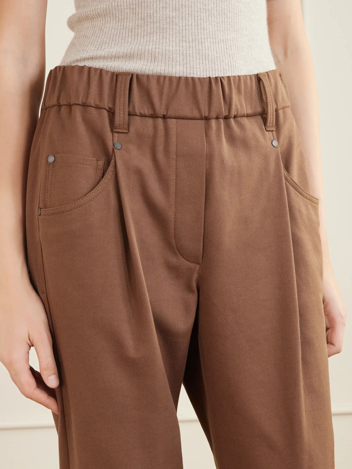 Cotton-blend Twill Straight-leg Pants